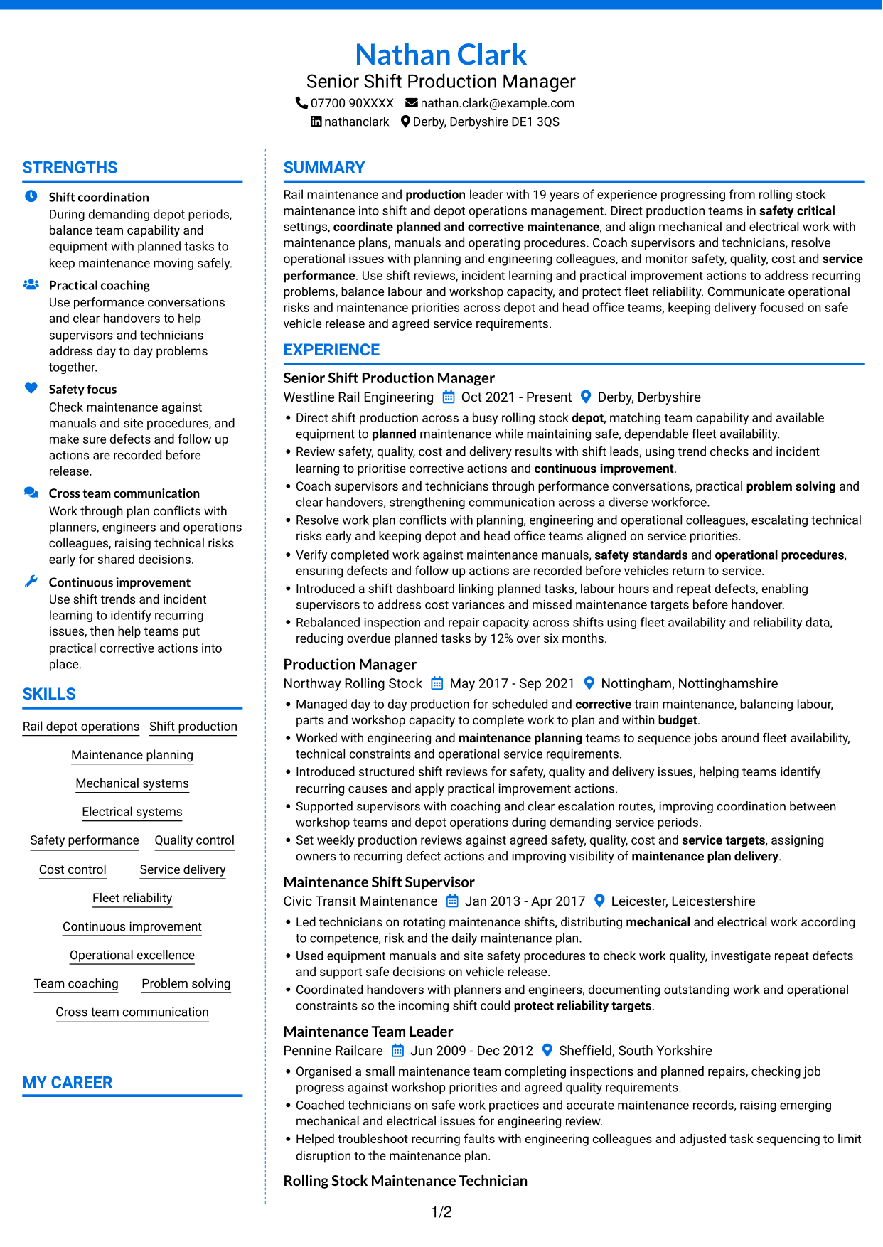 CV example — page 1