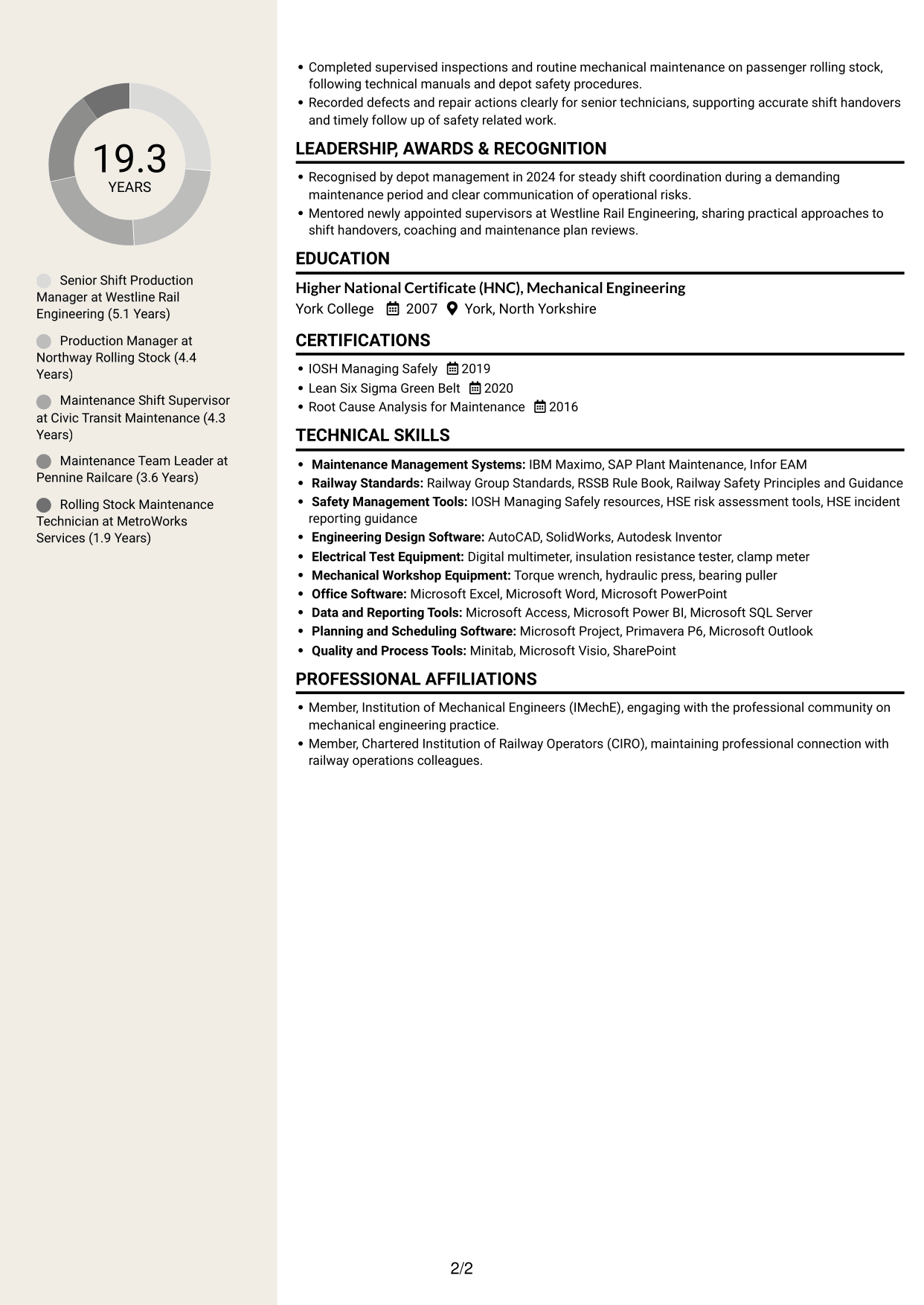 CV example — page 2
