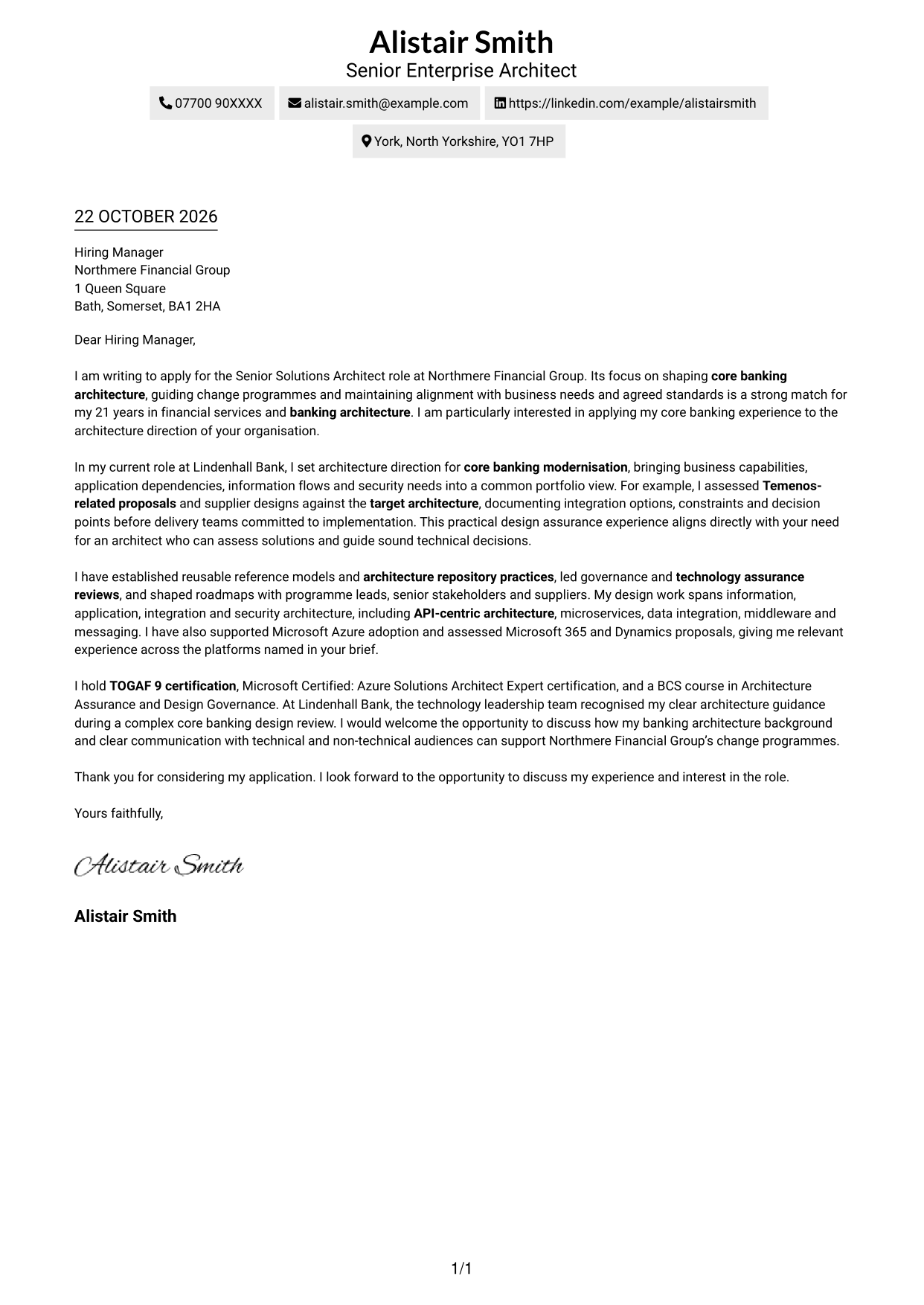 Cover letter example — page 1