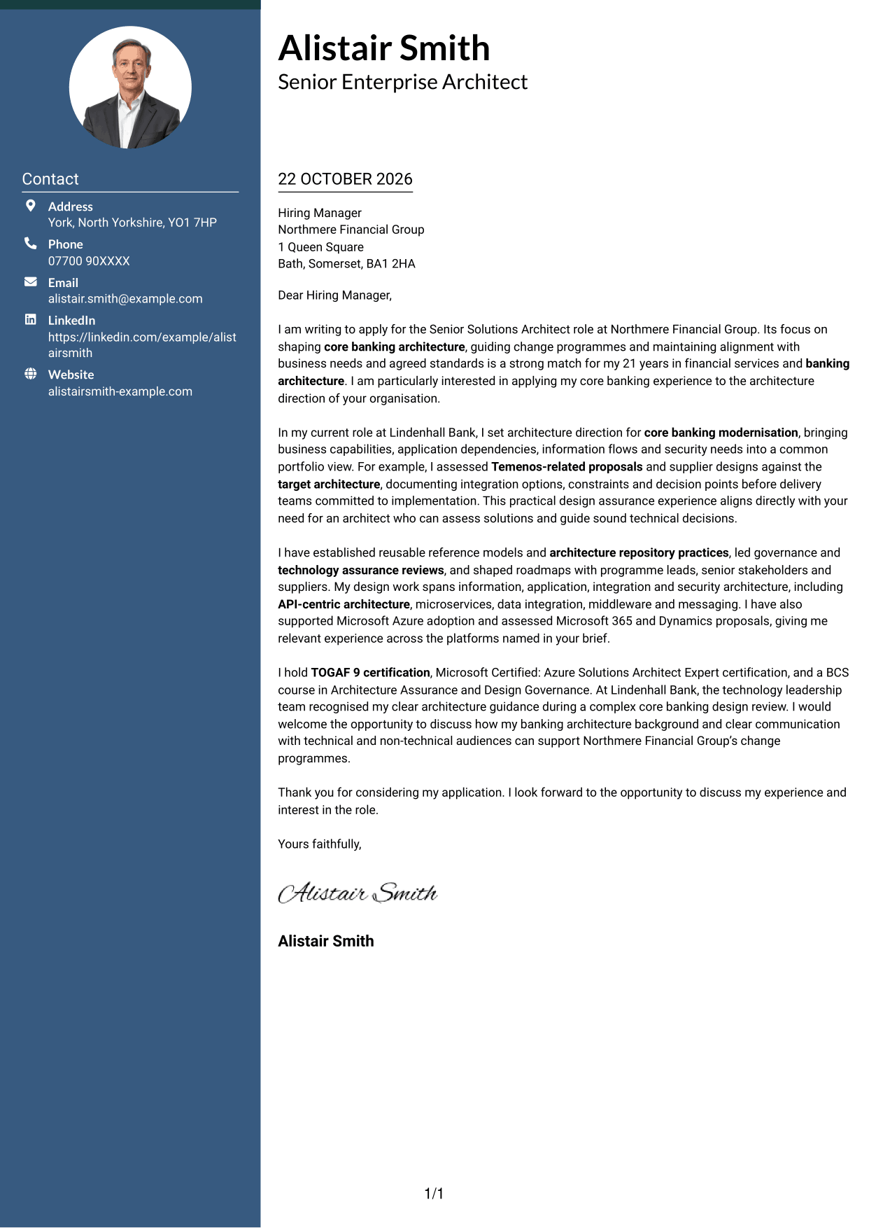 Cover letter example — page 1