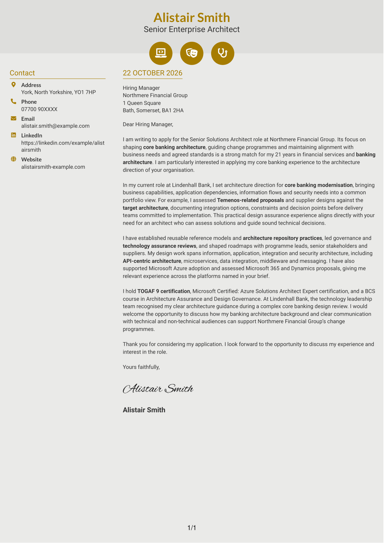 Cover letter example — page 1