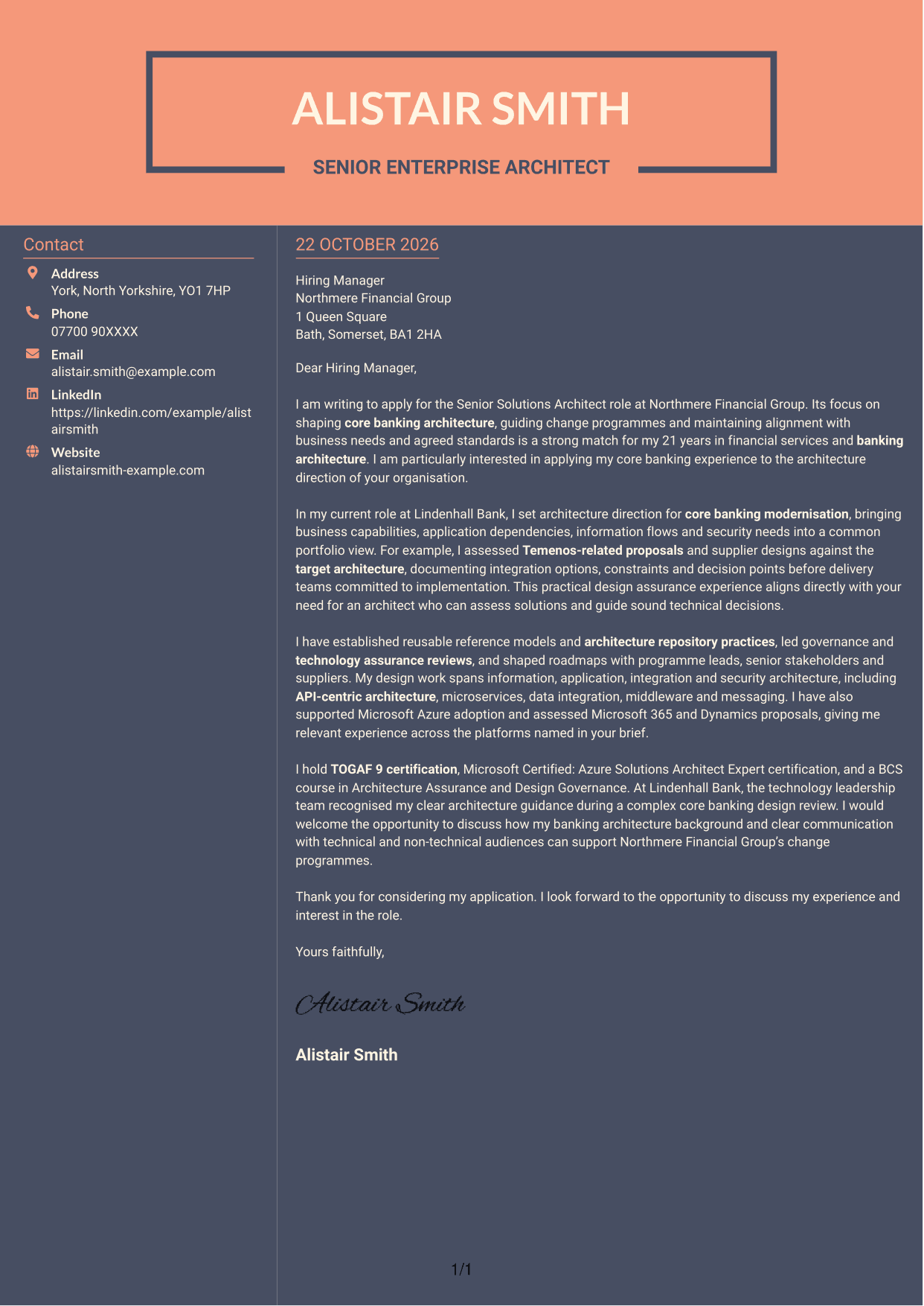 Cover letter example — page 1