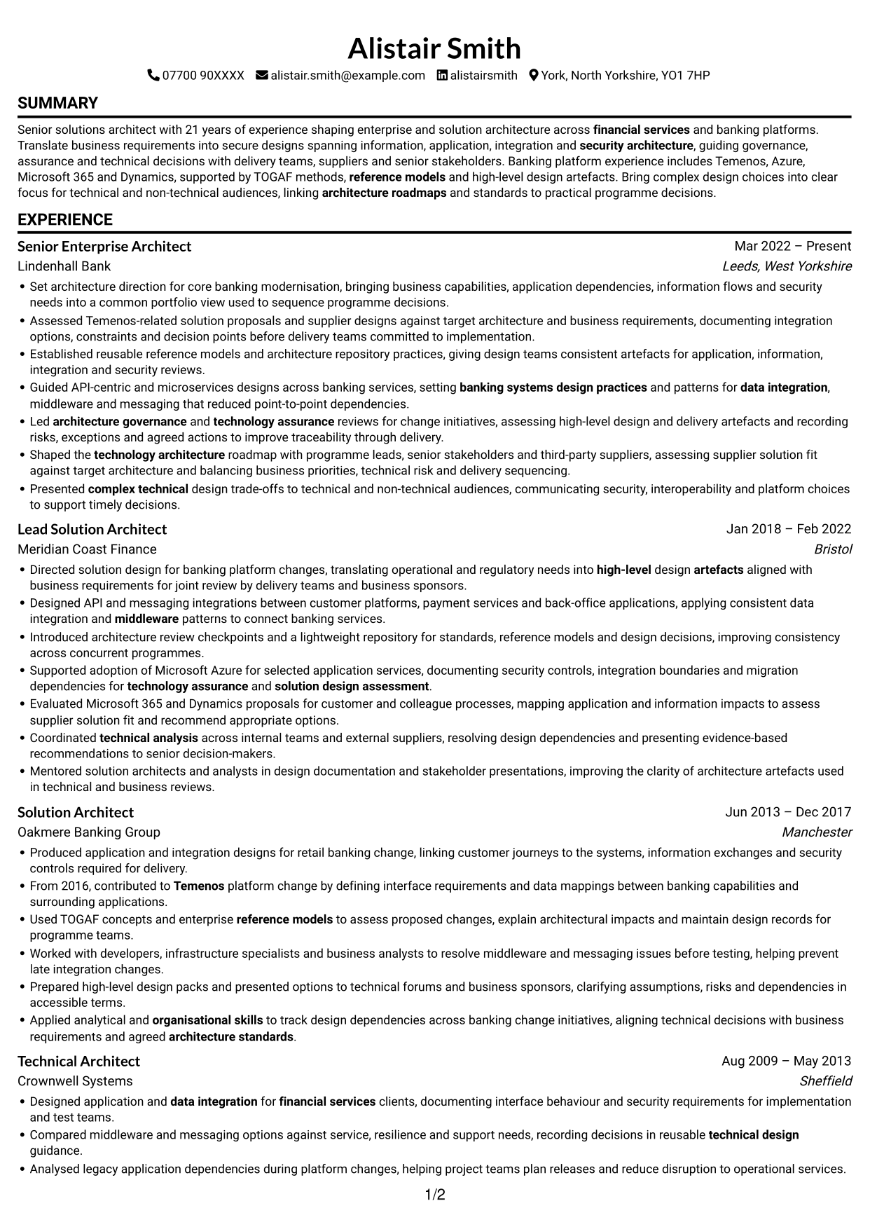 CV example — page 1