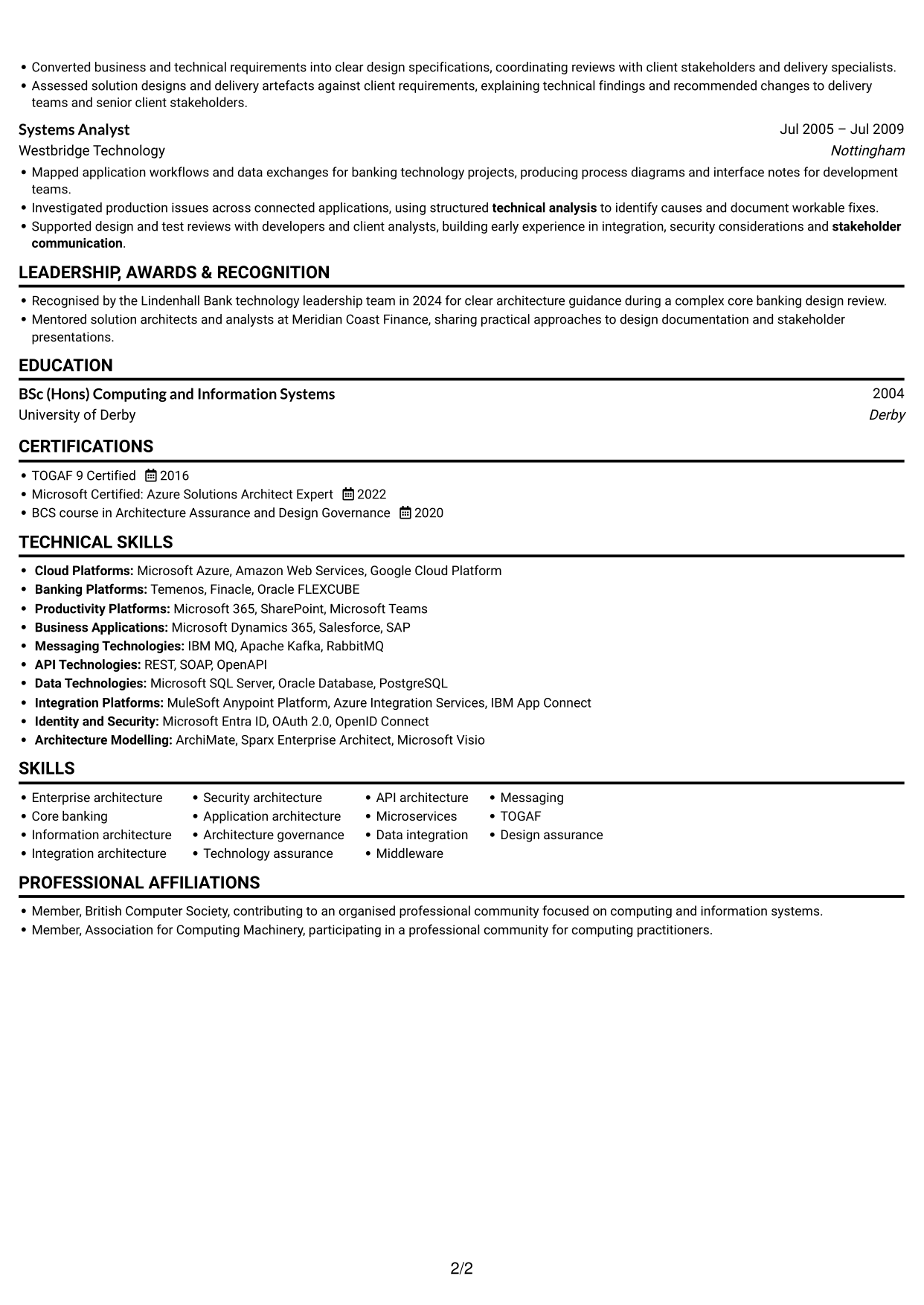 CV example — page 2