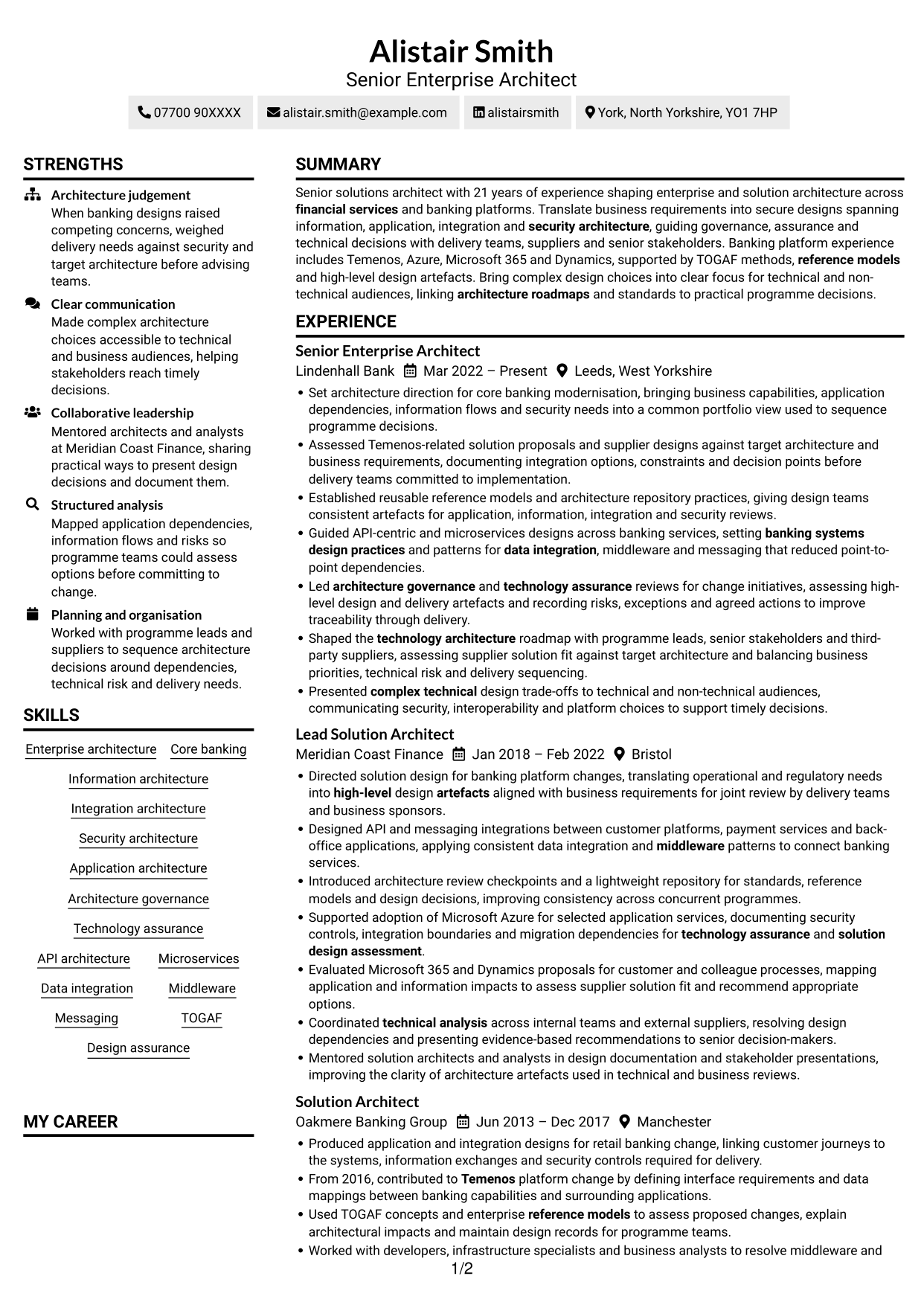 CV example — page 1