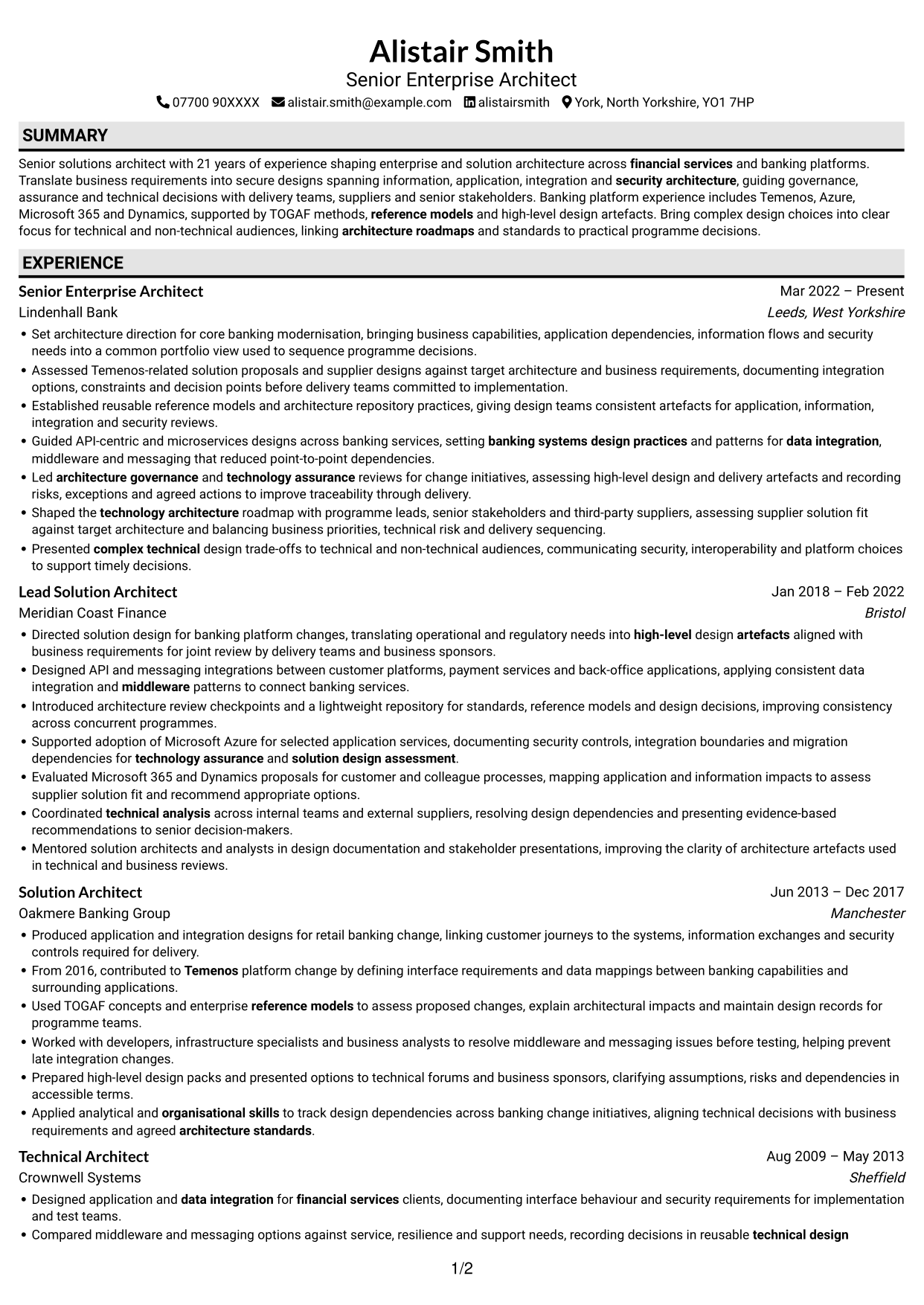 CV example — page 1