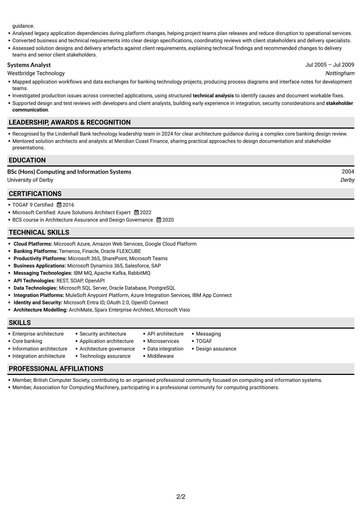 CV example — page 2