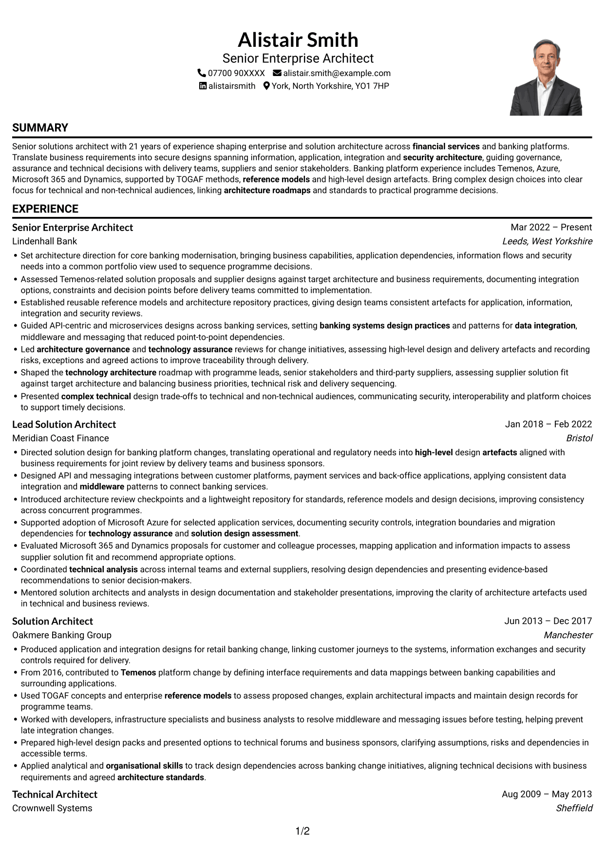CV example — page 1