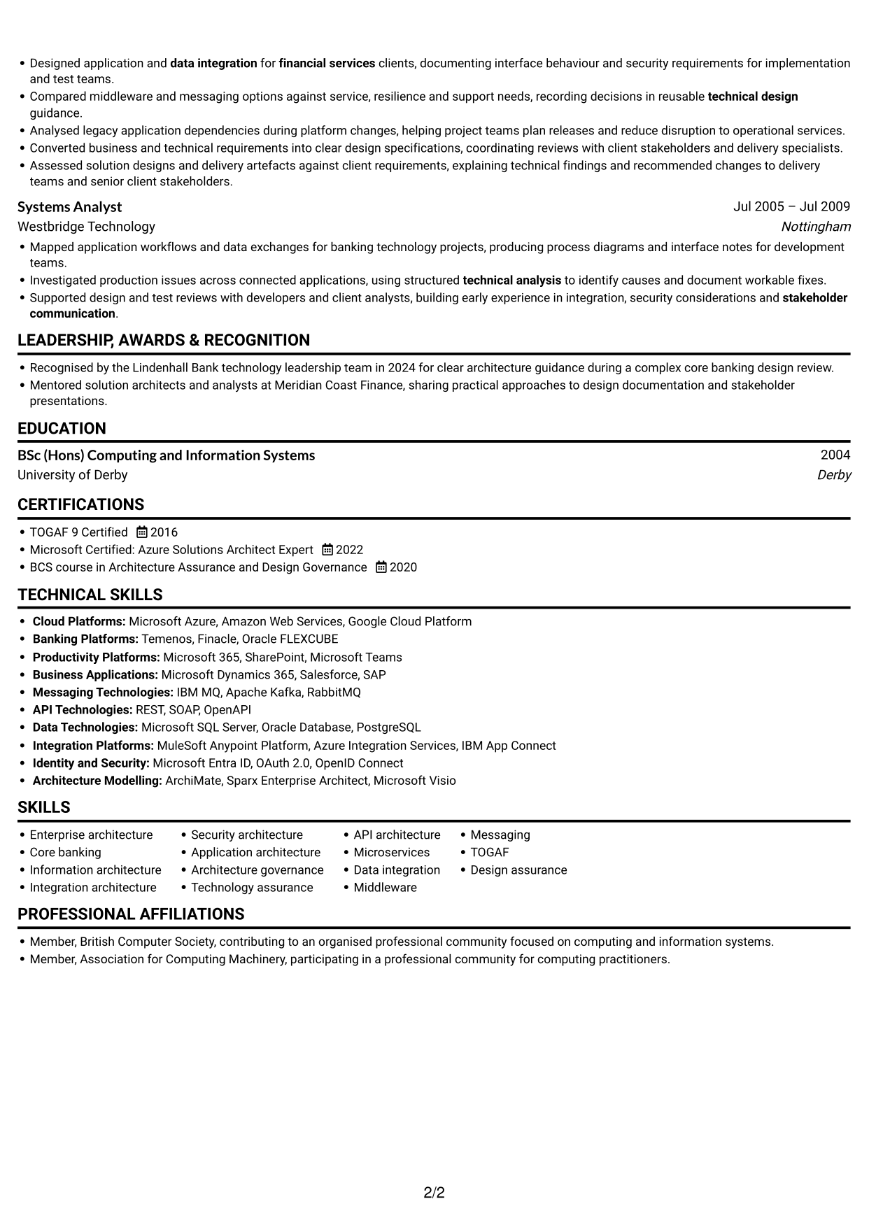 CV example — page 2