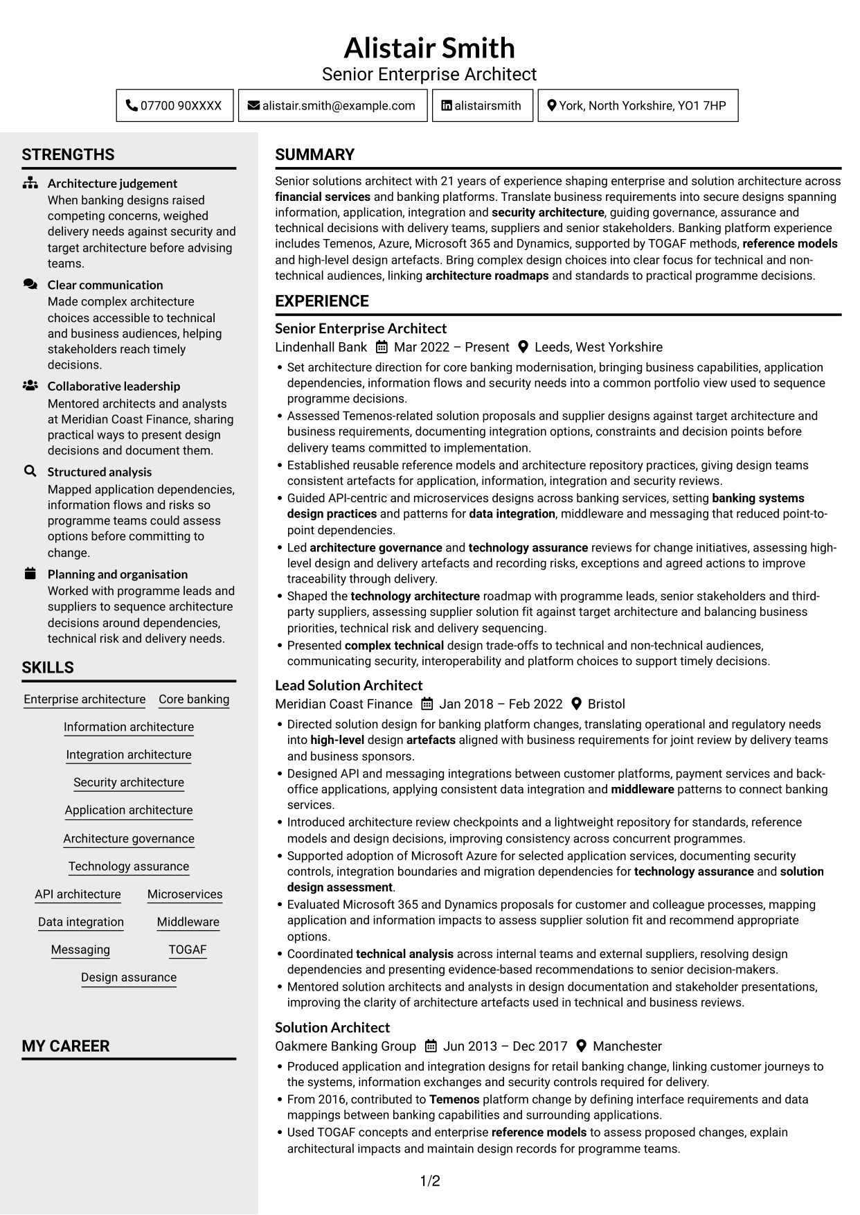 CV example — page 1