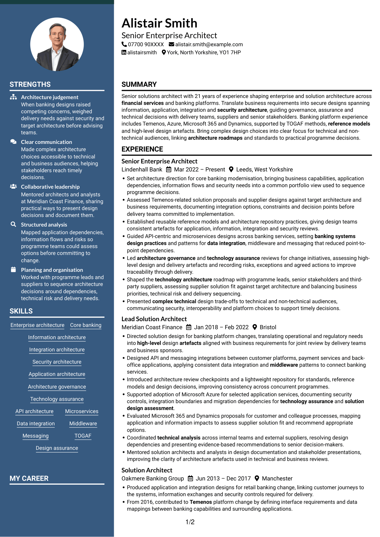 CV example — page 1