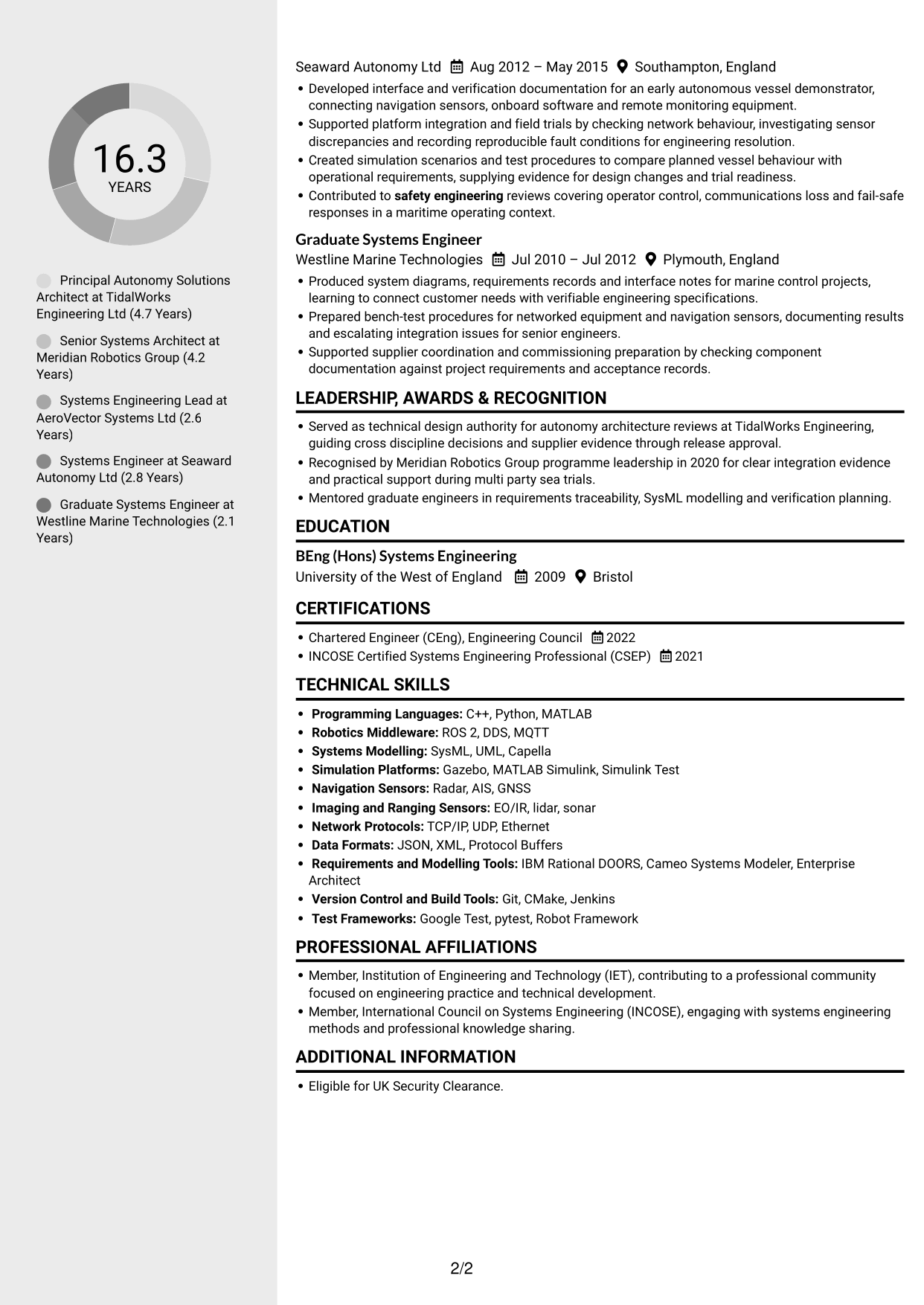 CV example — page 2