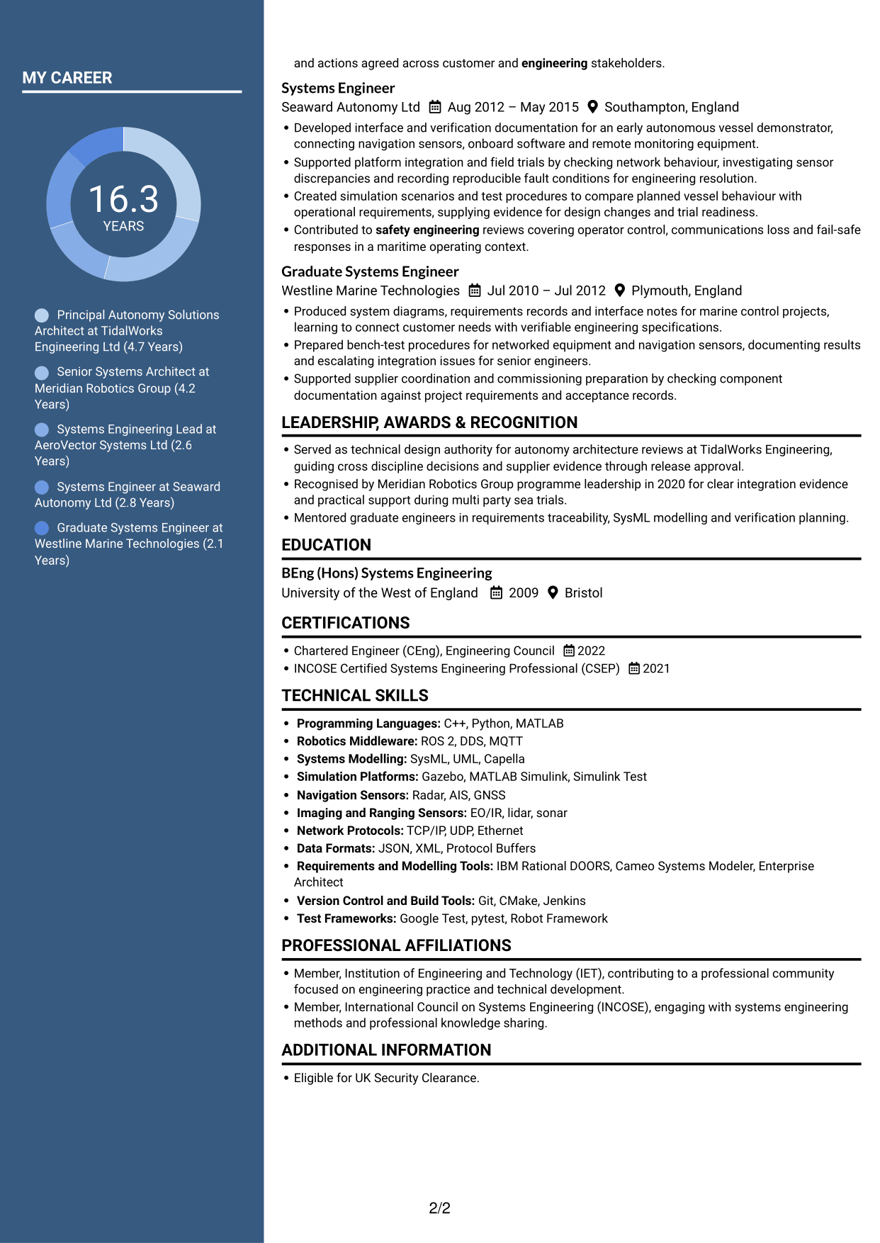 CV example — page 2