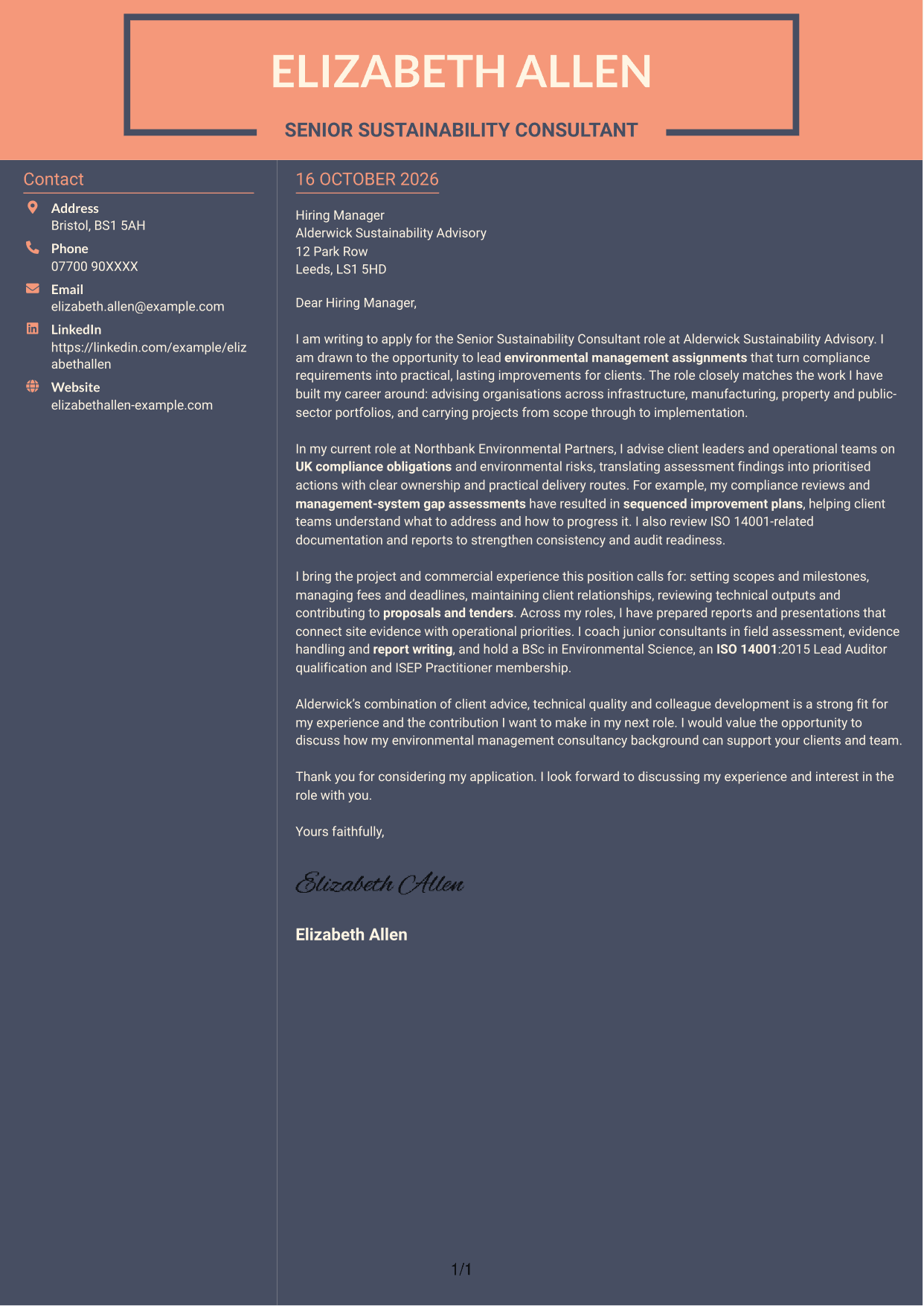 Cover letter example — page 1