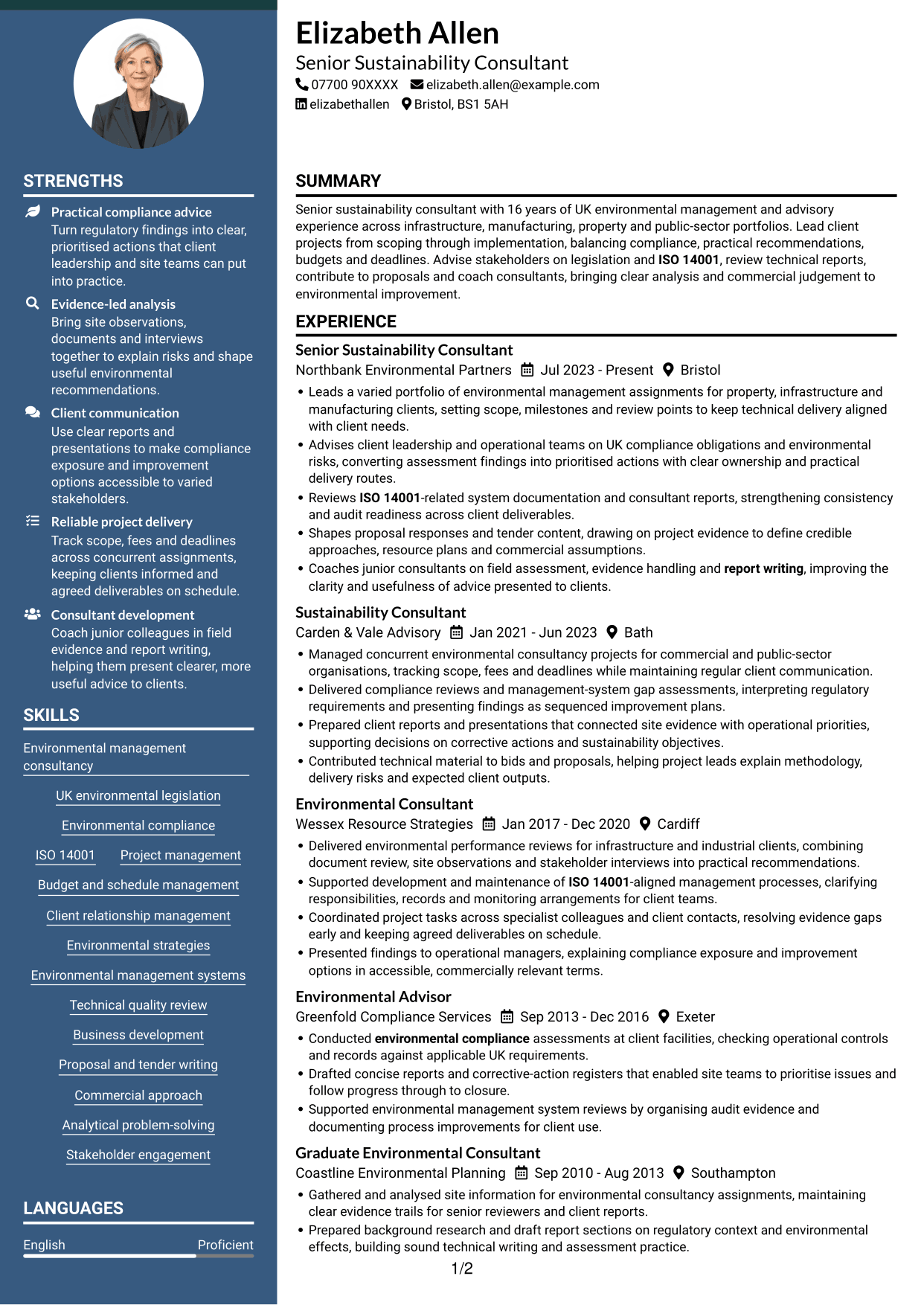 CV example — page 1
