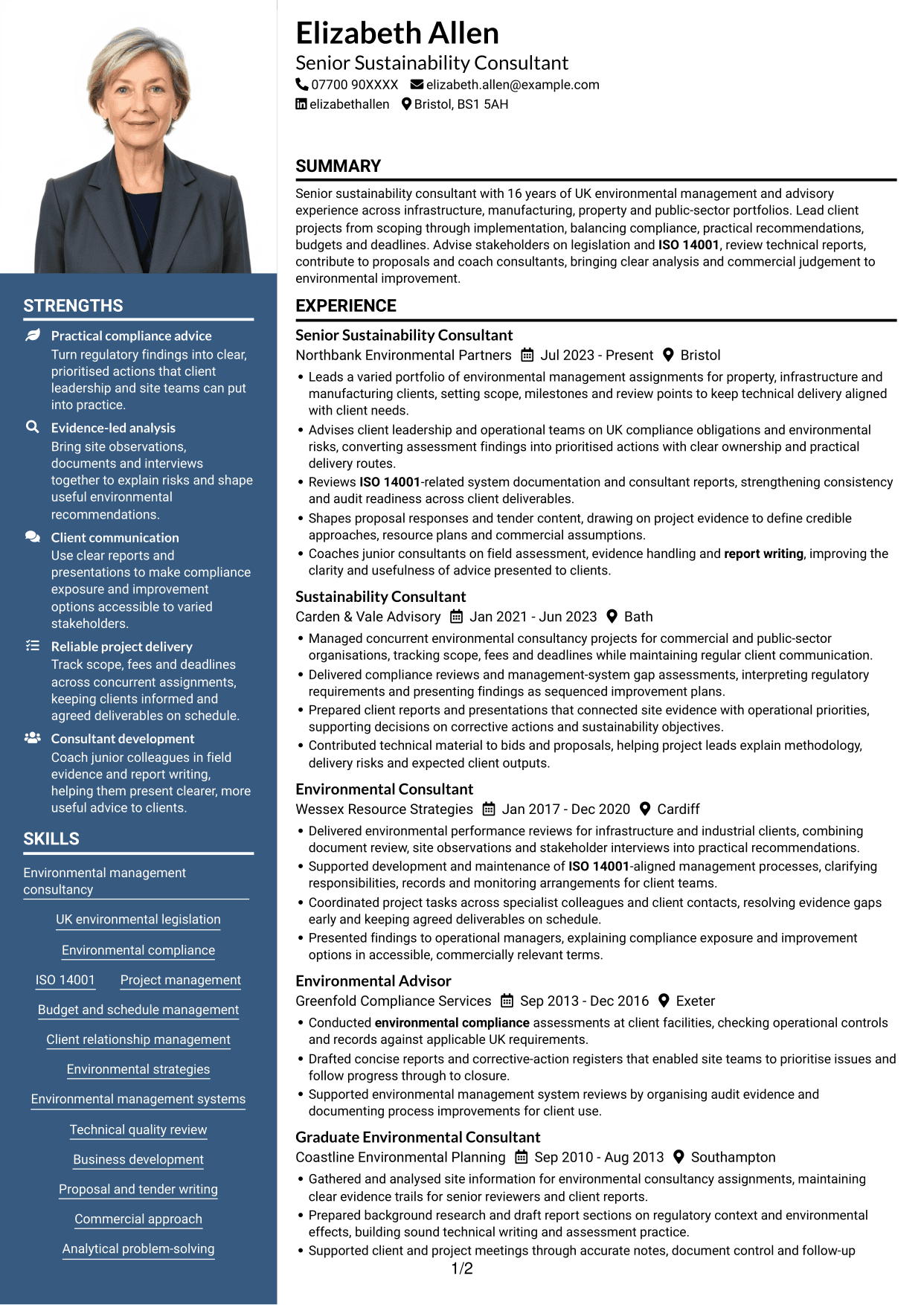 CV example — page 1