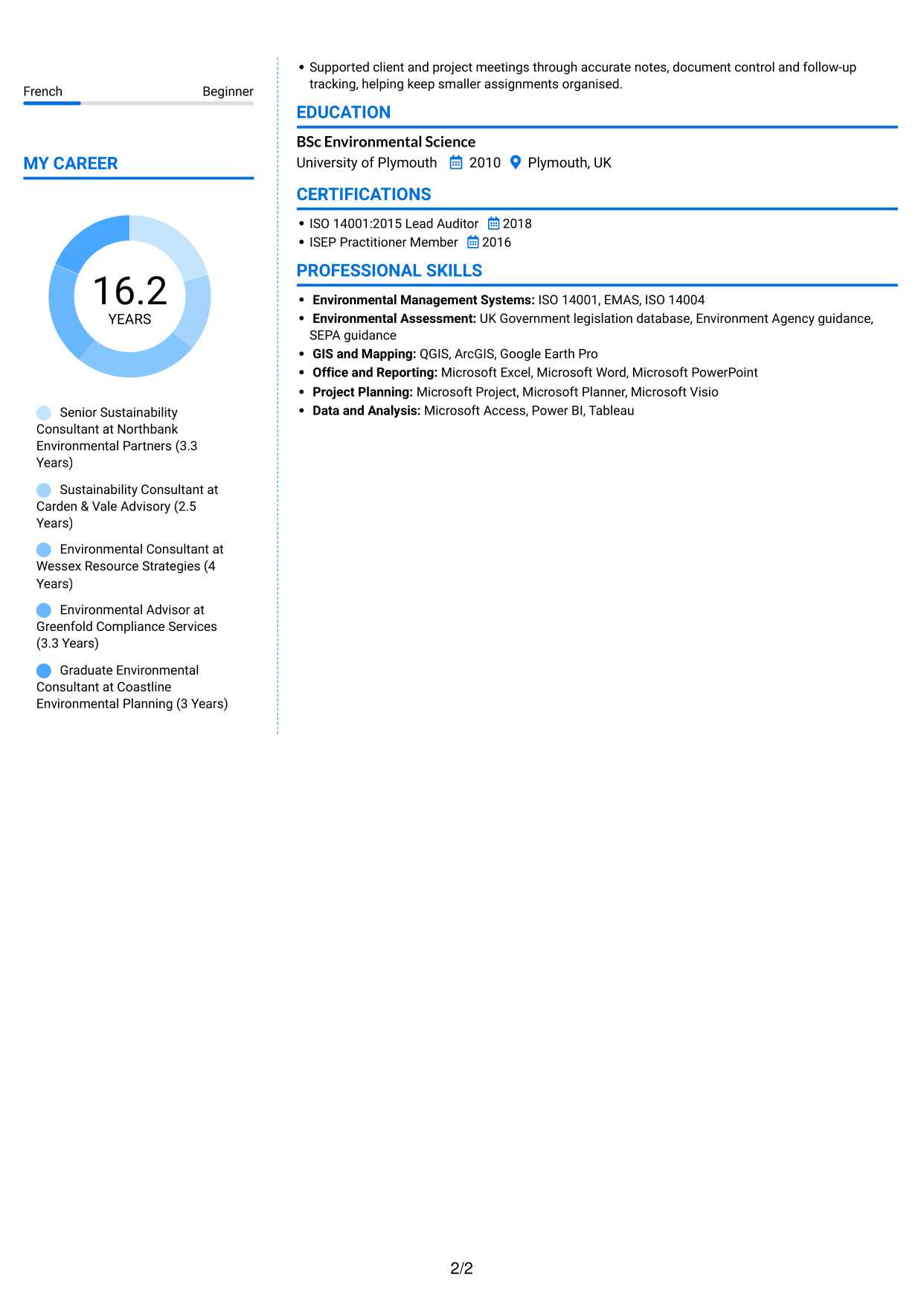 CV example — page 2