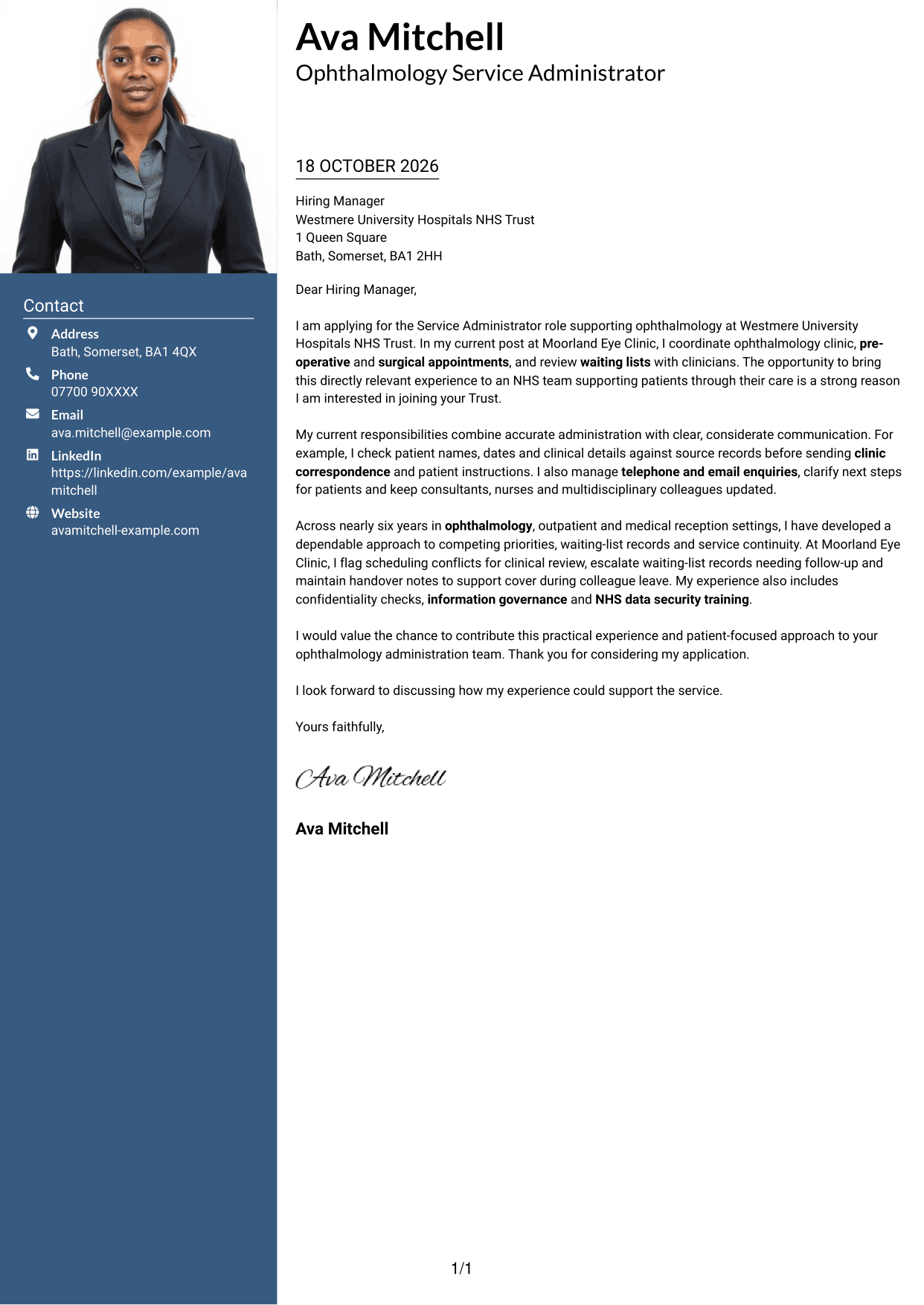 Cover letter example — page 1