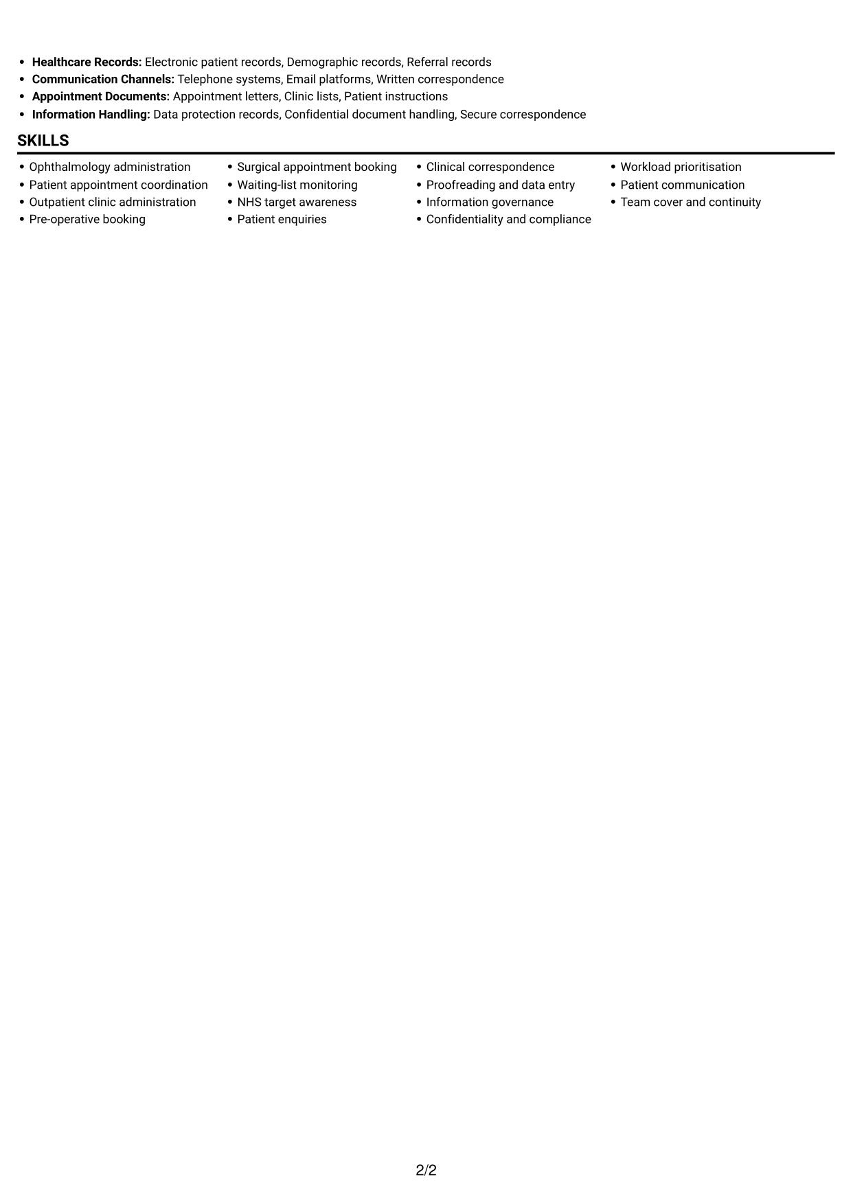 CV example — page 2