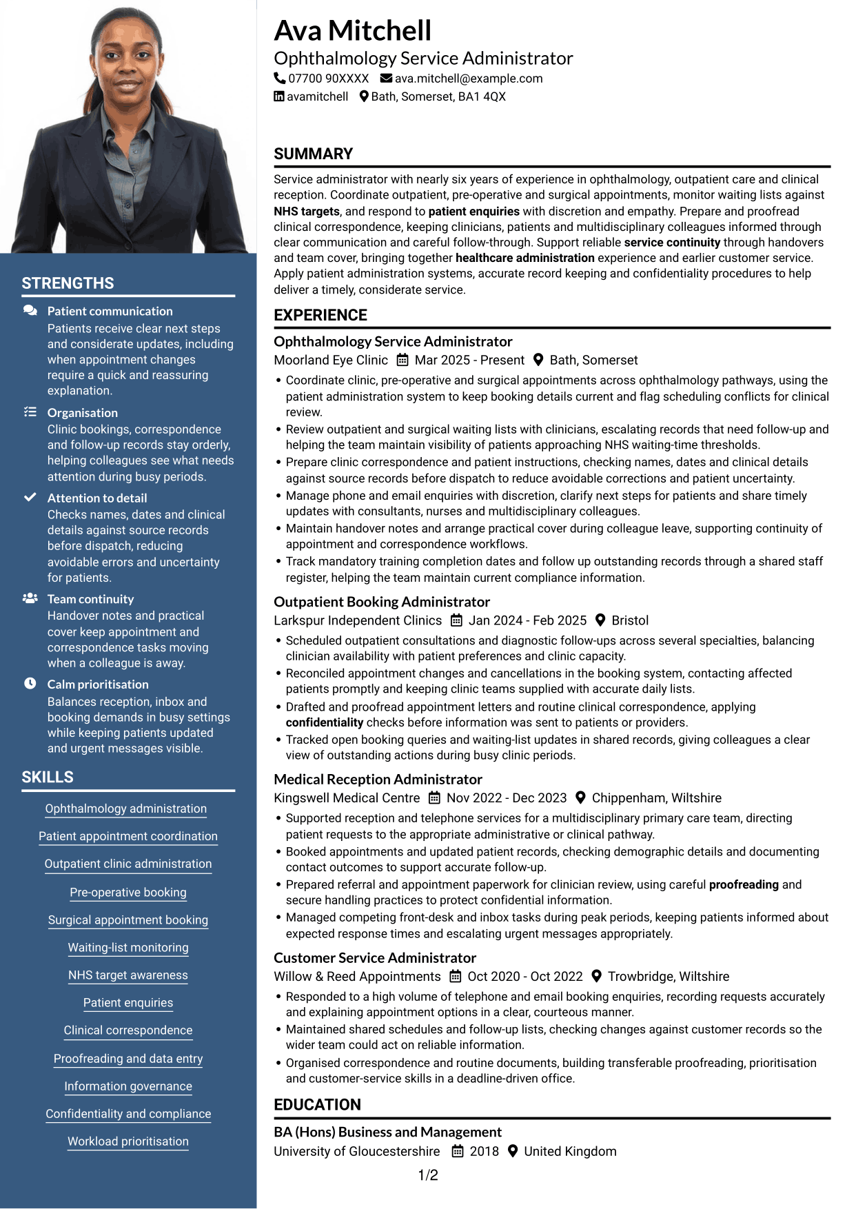 CV example — page 1