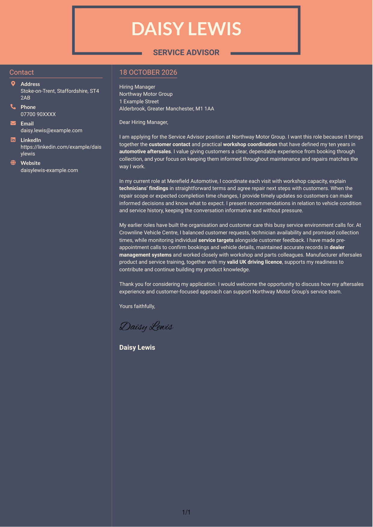 Cover letter example — page 1