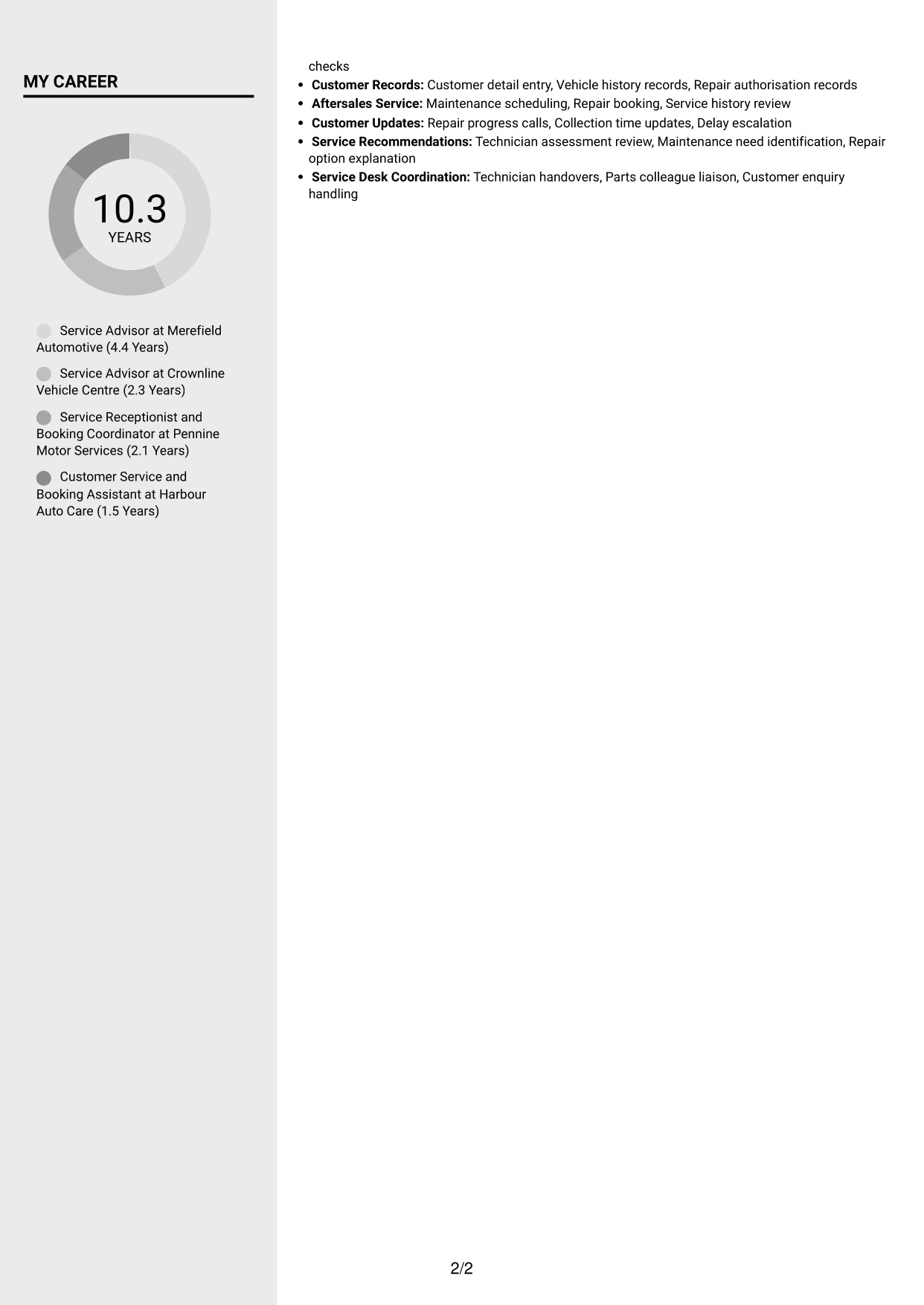 CV example — page 2
