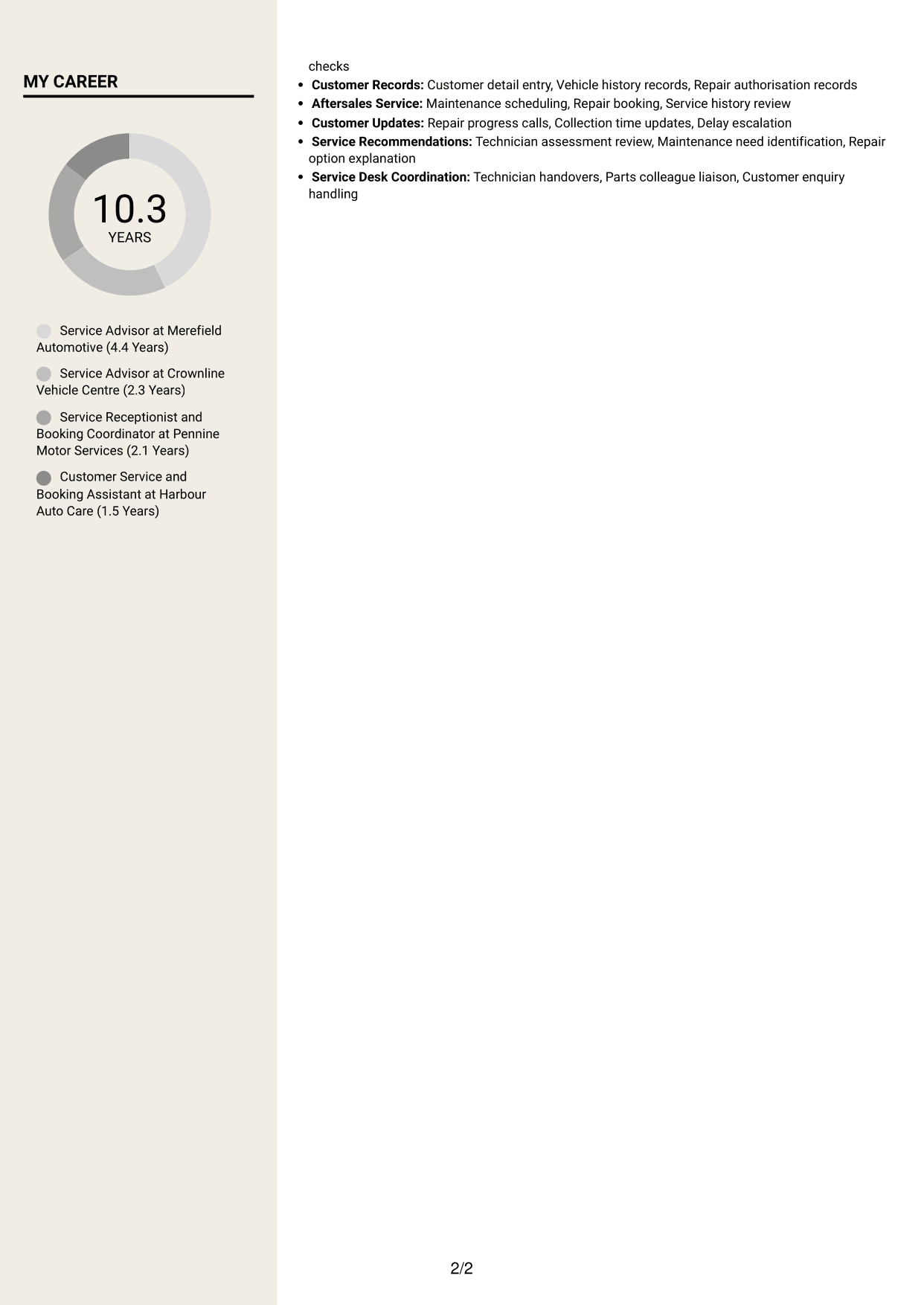 CV example — page 2