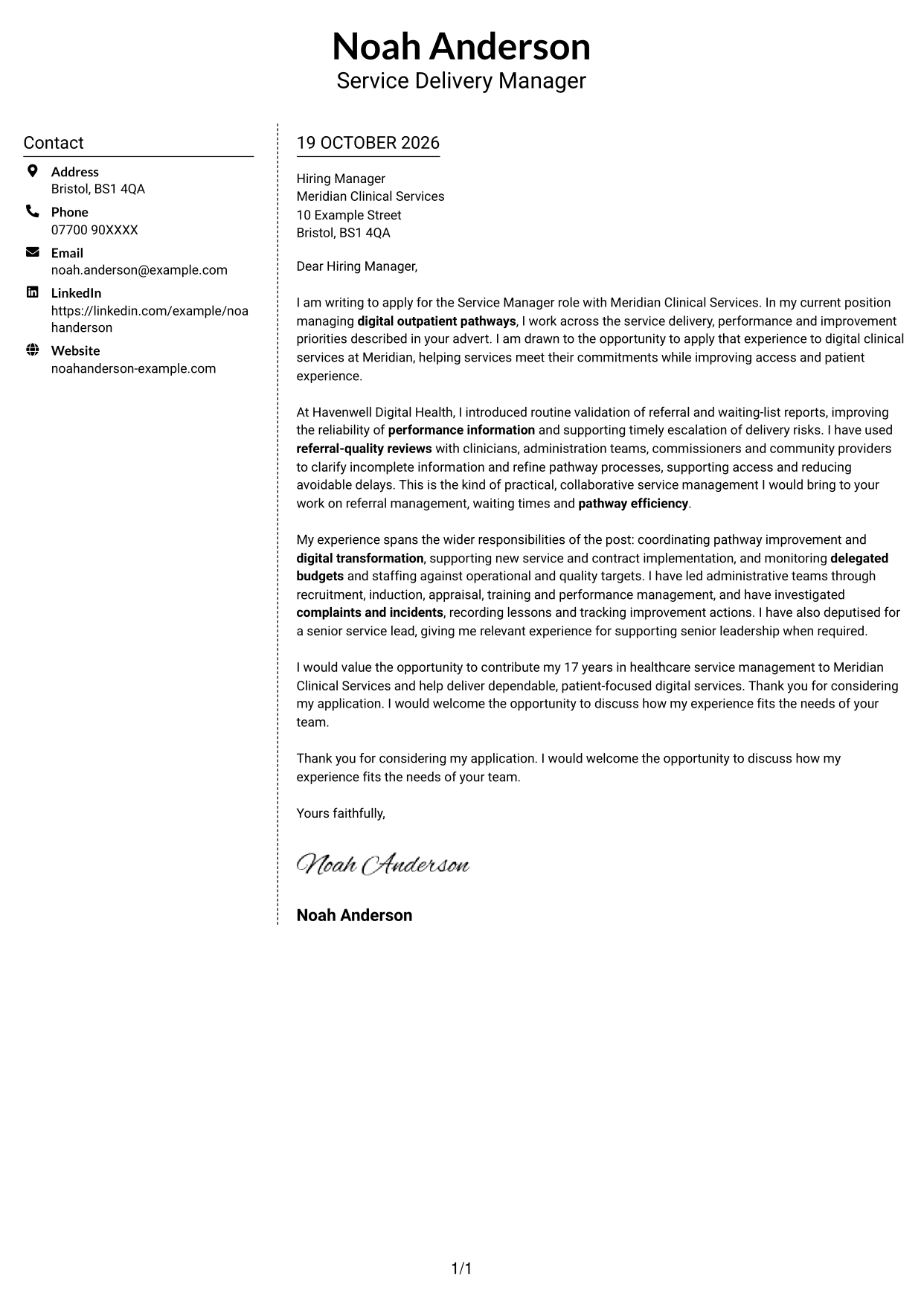 Cover letter example — page 1