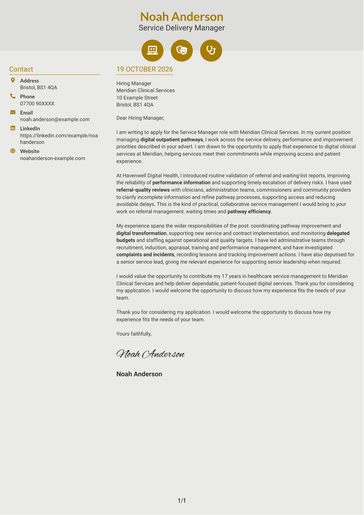 Cover letter example — page 1