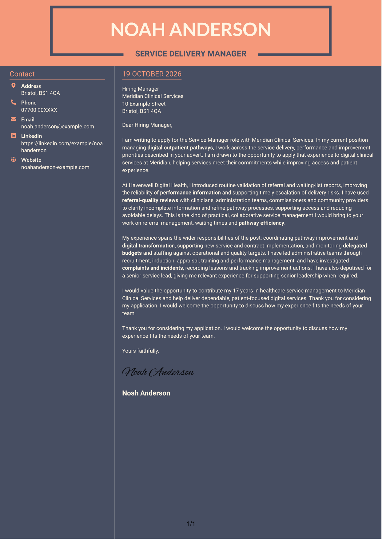 Cover letter example — page 1