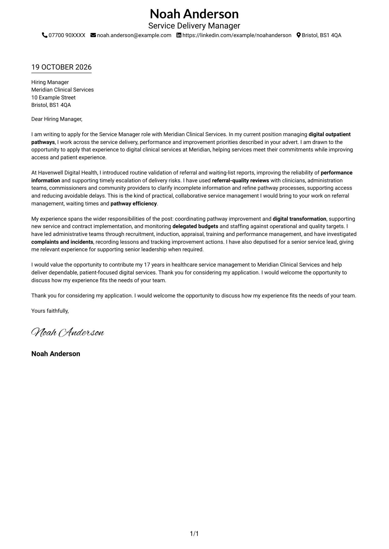 Cover letter example — page 1