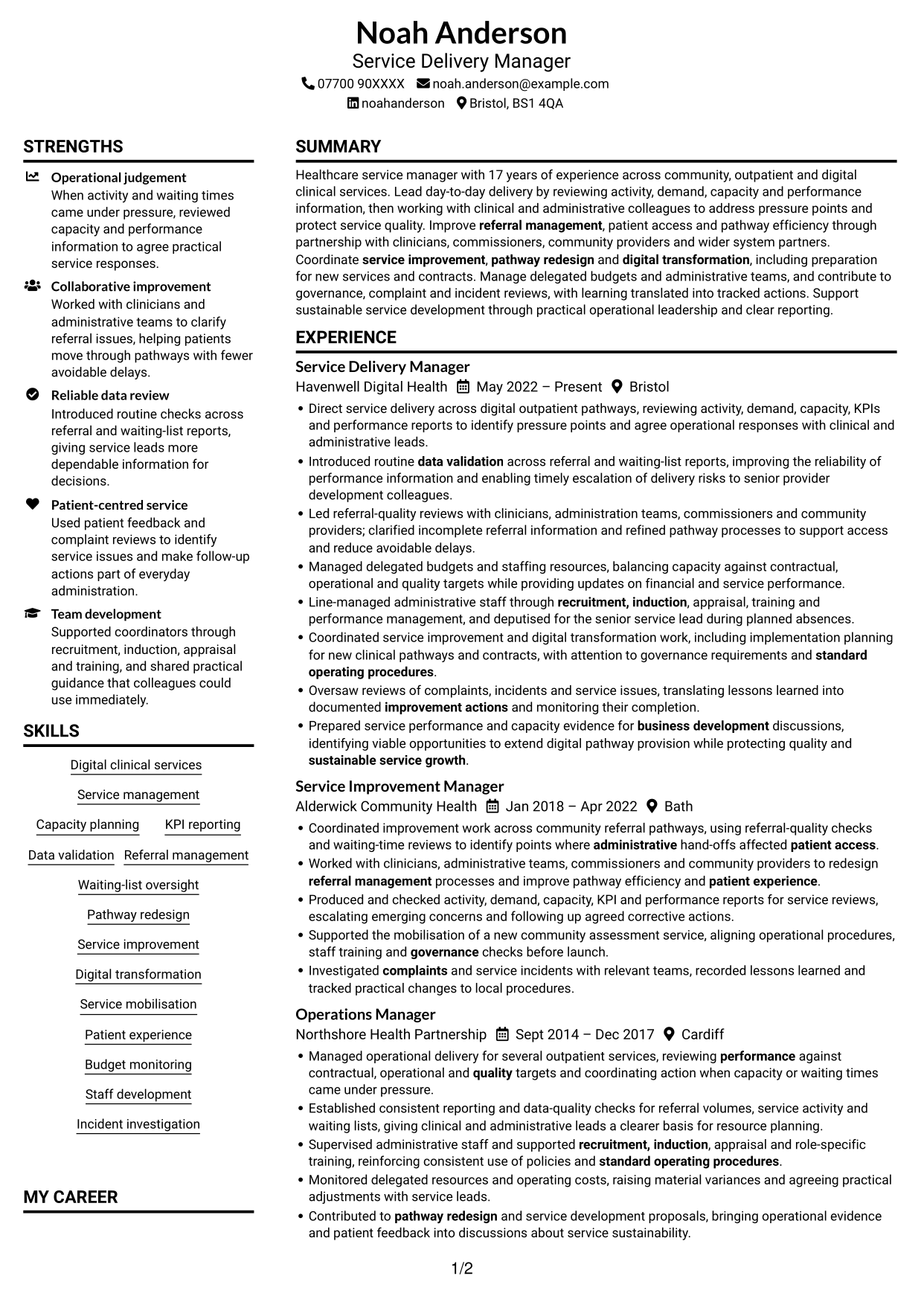 CV example — page 1