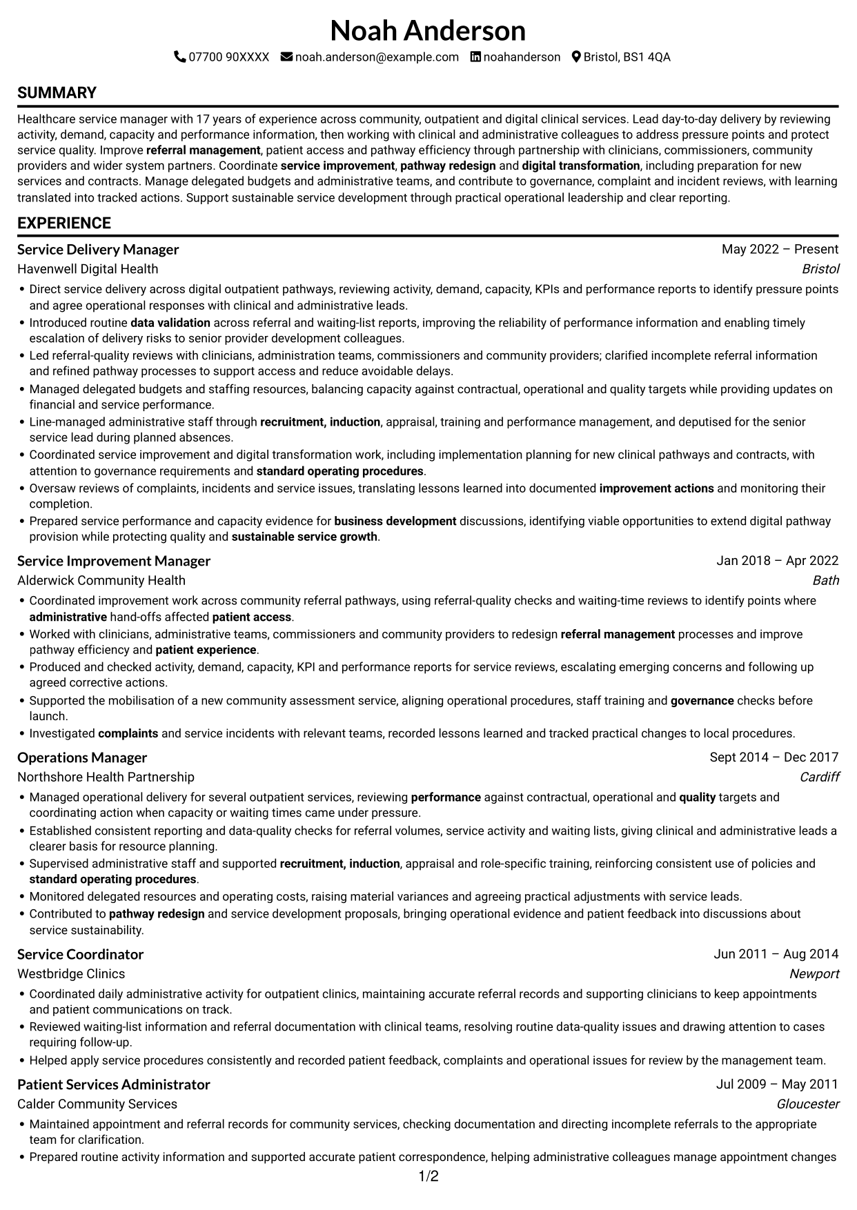 CV example — page 1