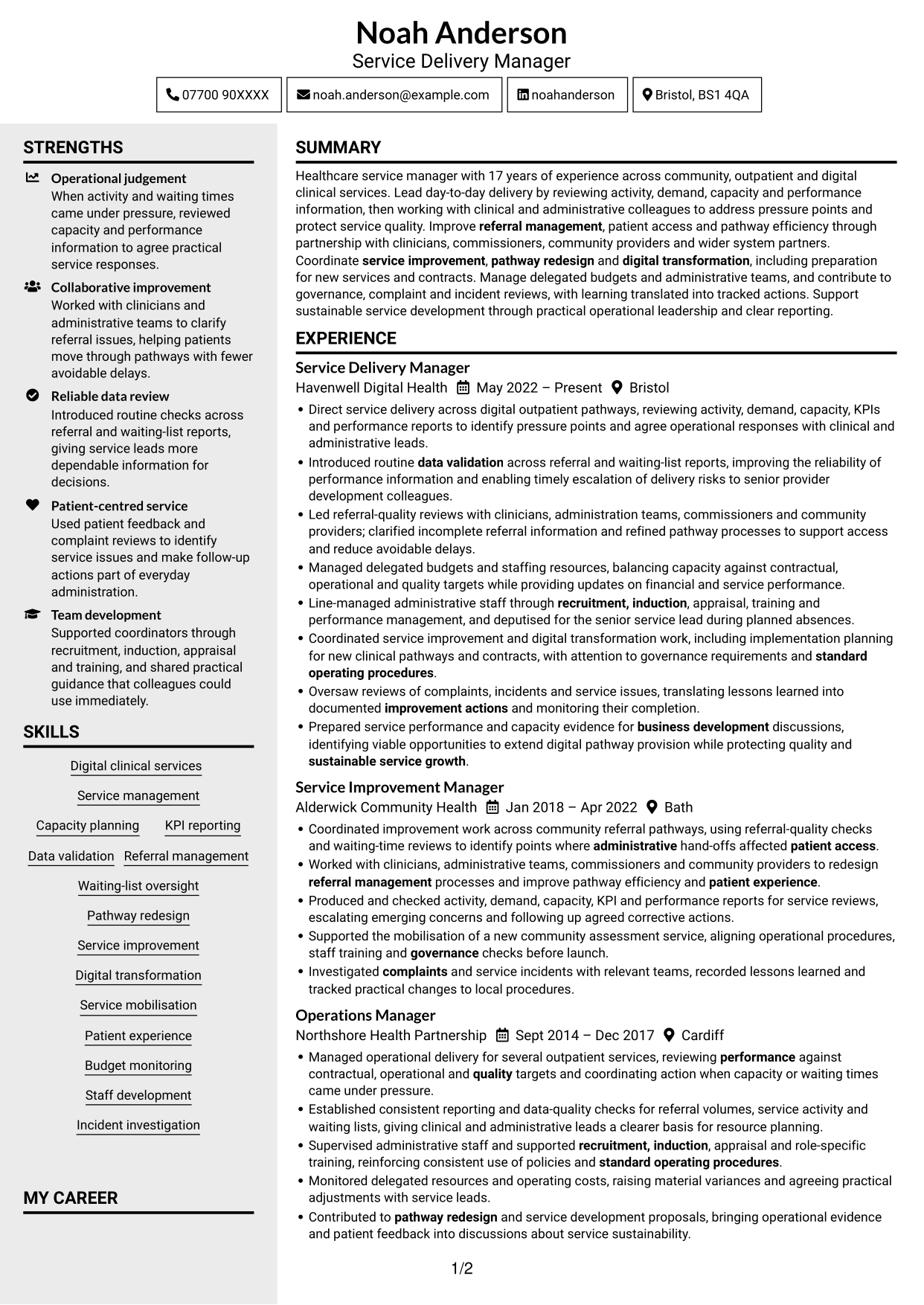 CV example — page 1