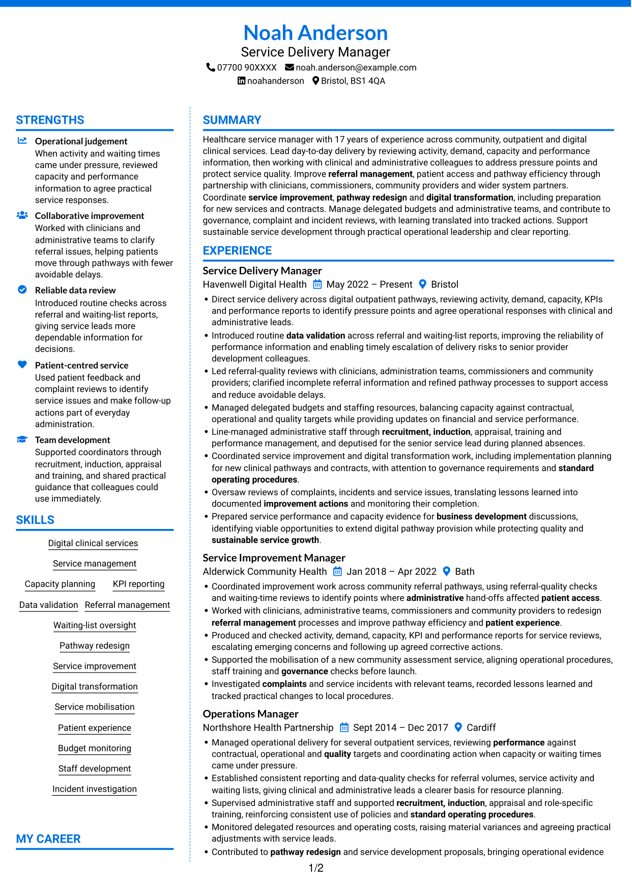 CV example — page 1