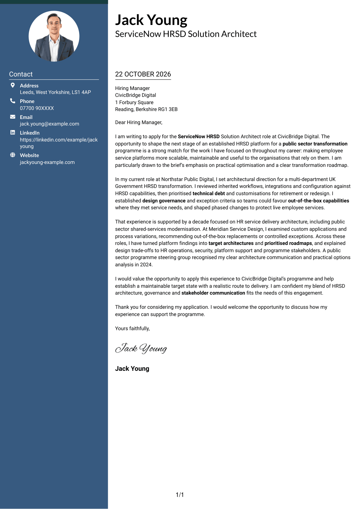 Cover letter example — page 1