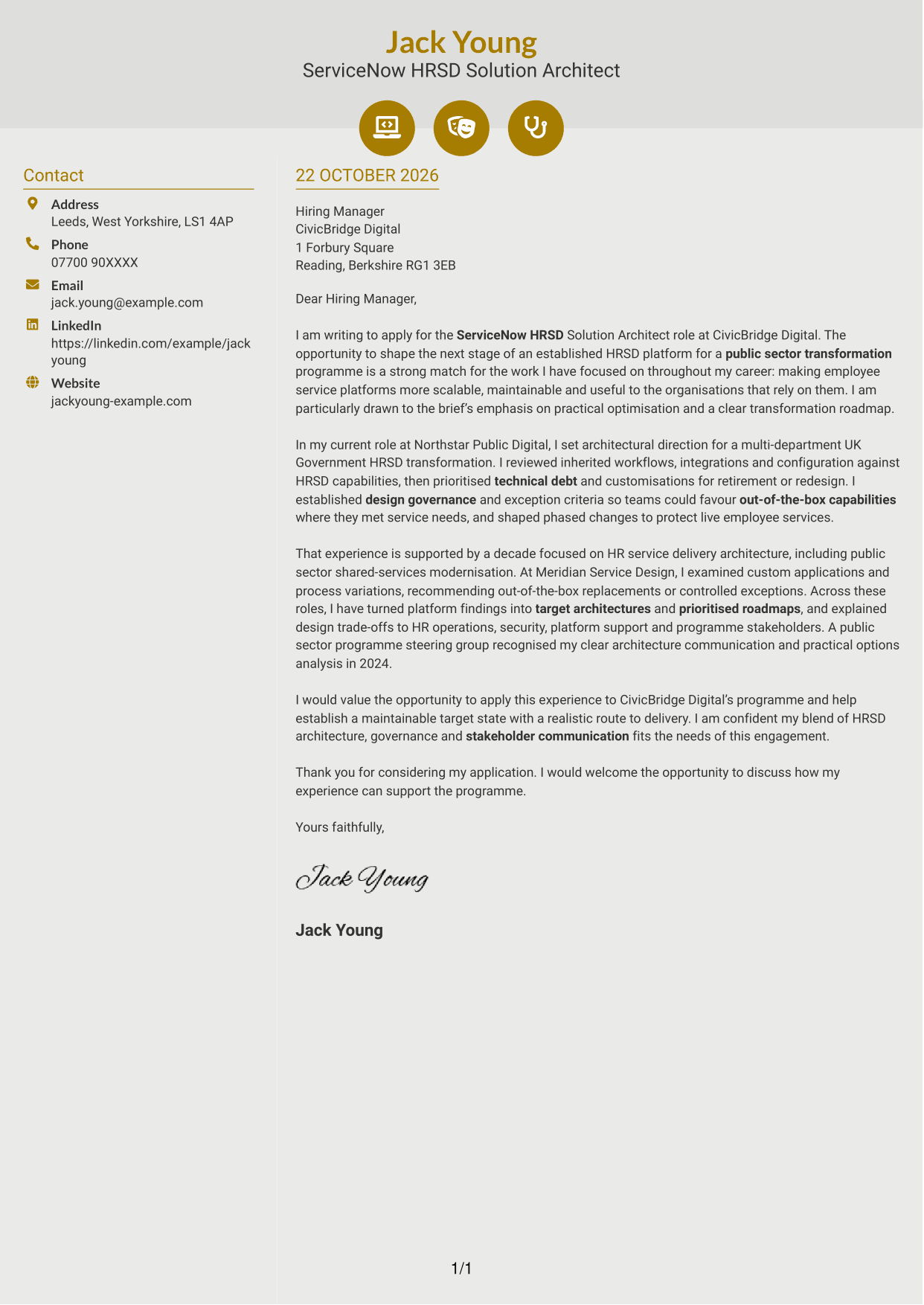 Cover letter example — page 1
