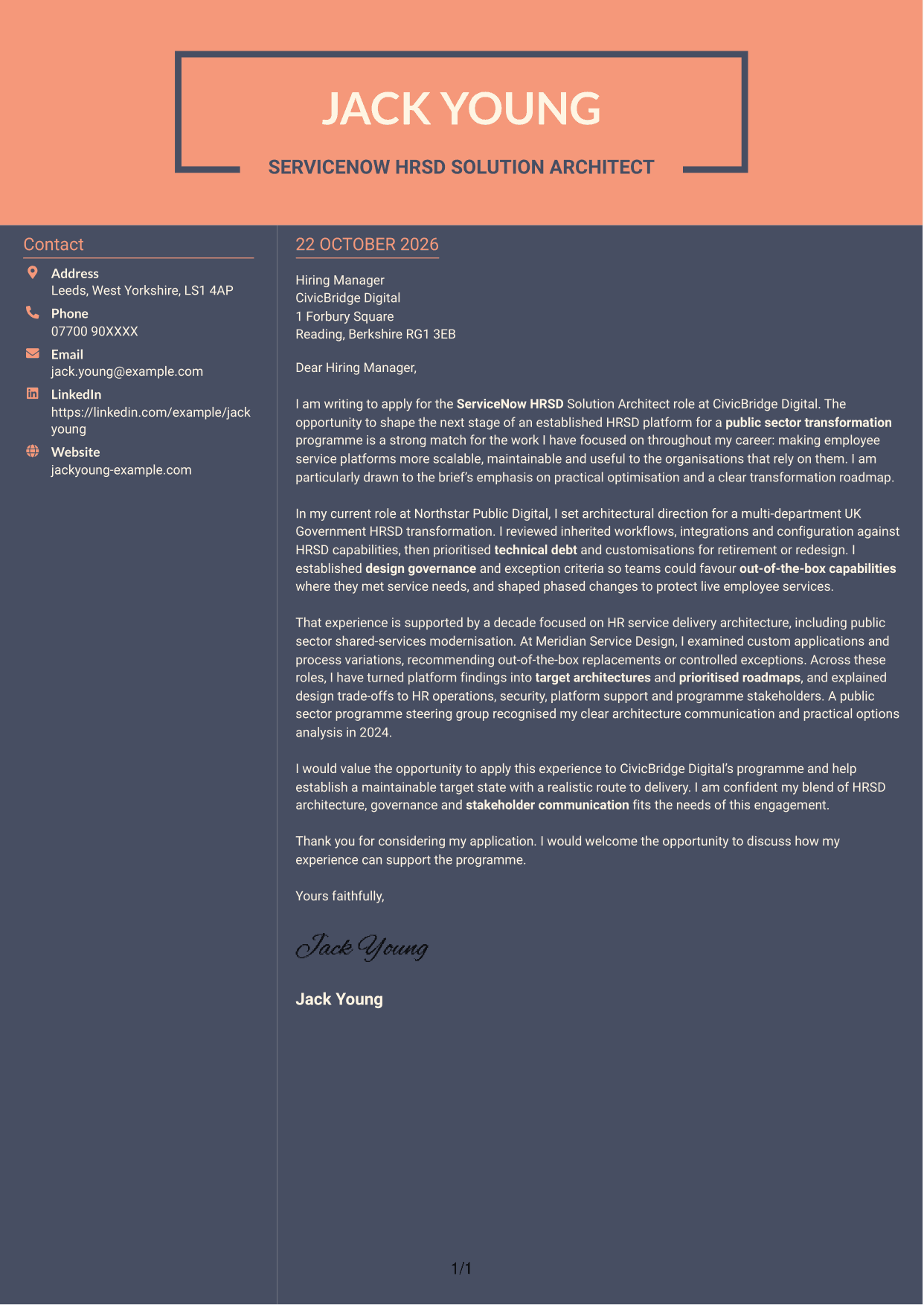 Cover letter example — page 1