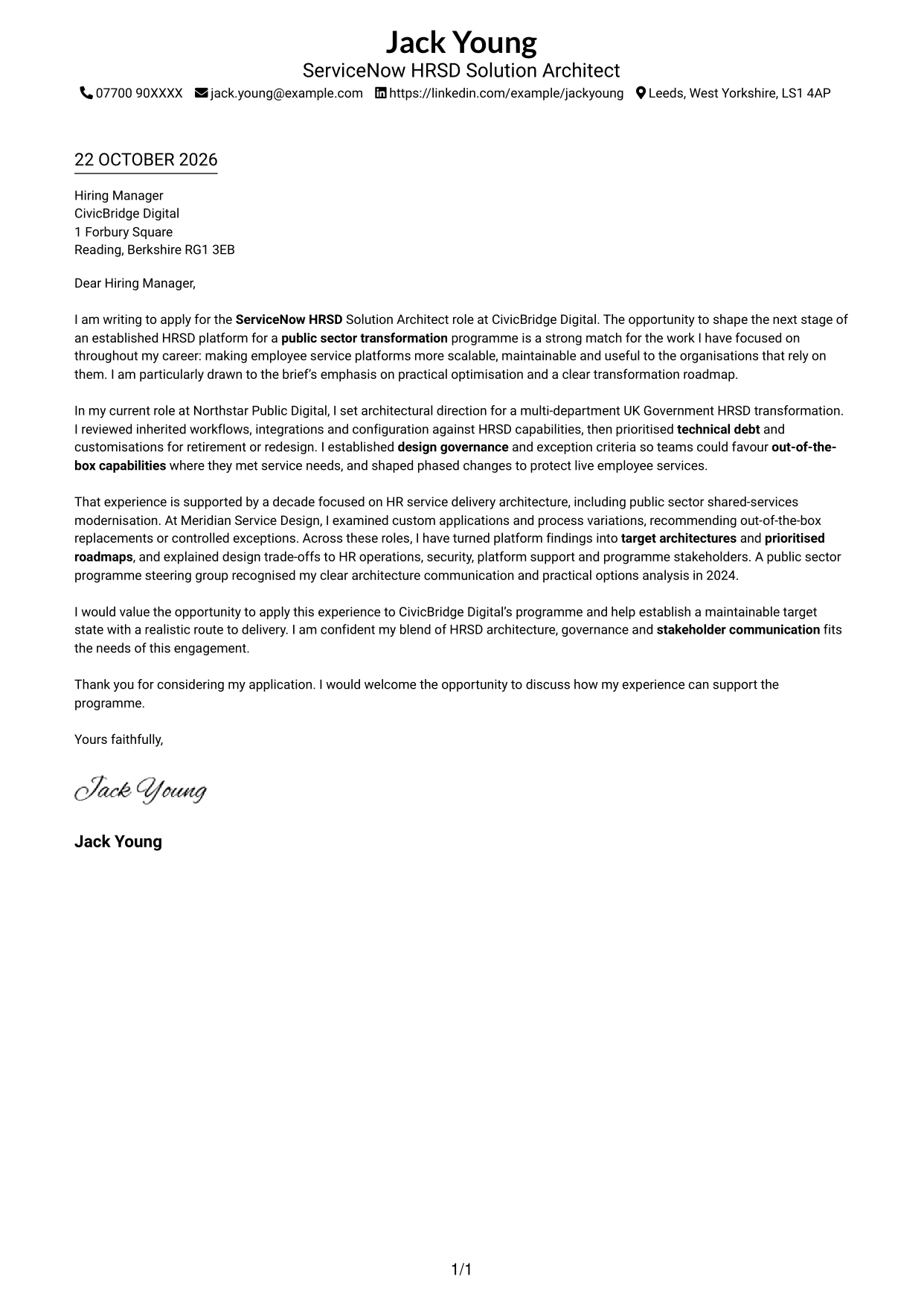 Cover letter example — page 1