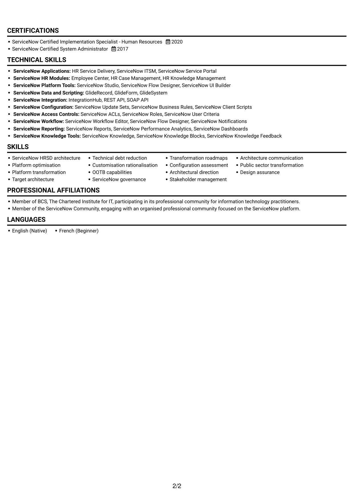 CV example — page 2
