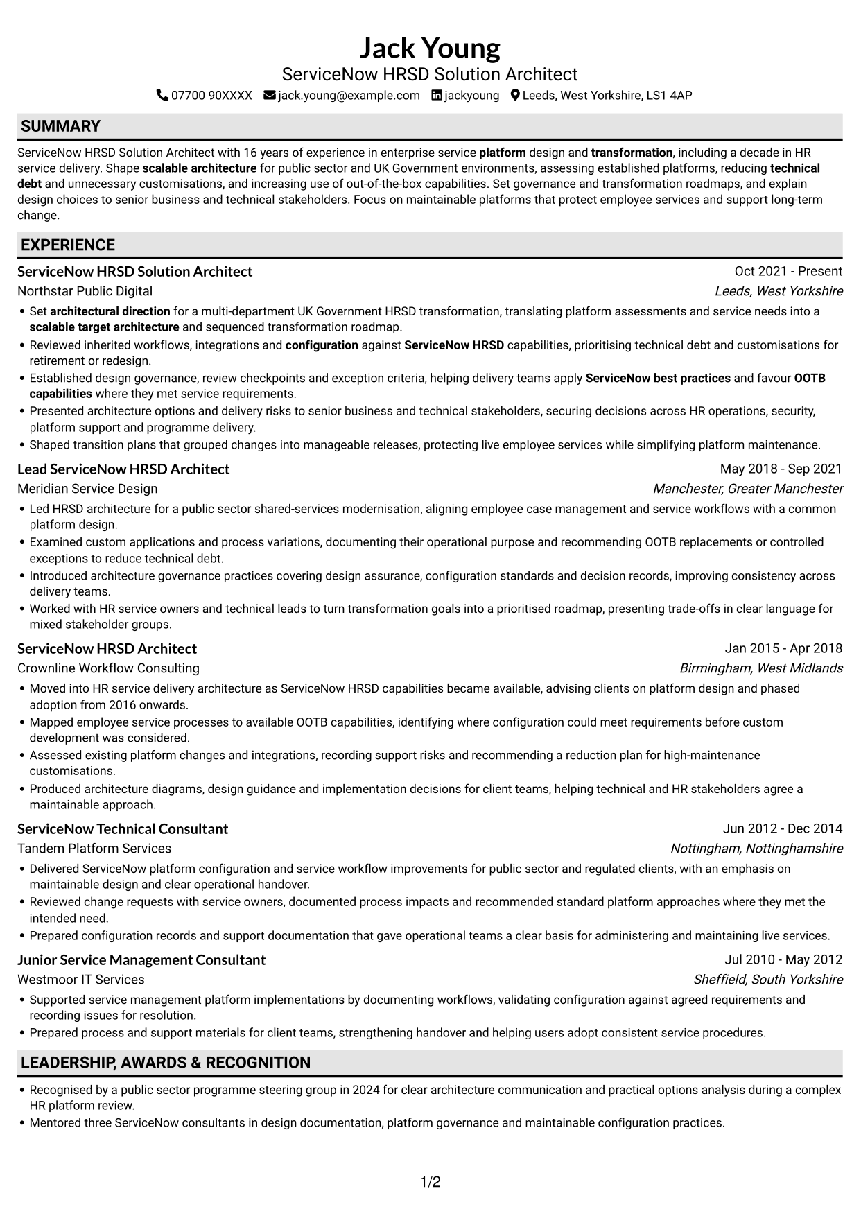 CV example — page 1
