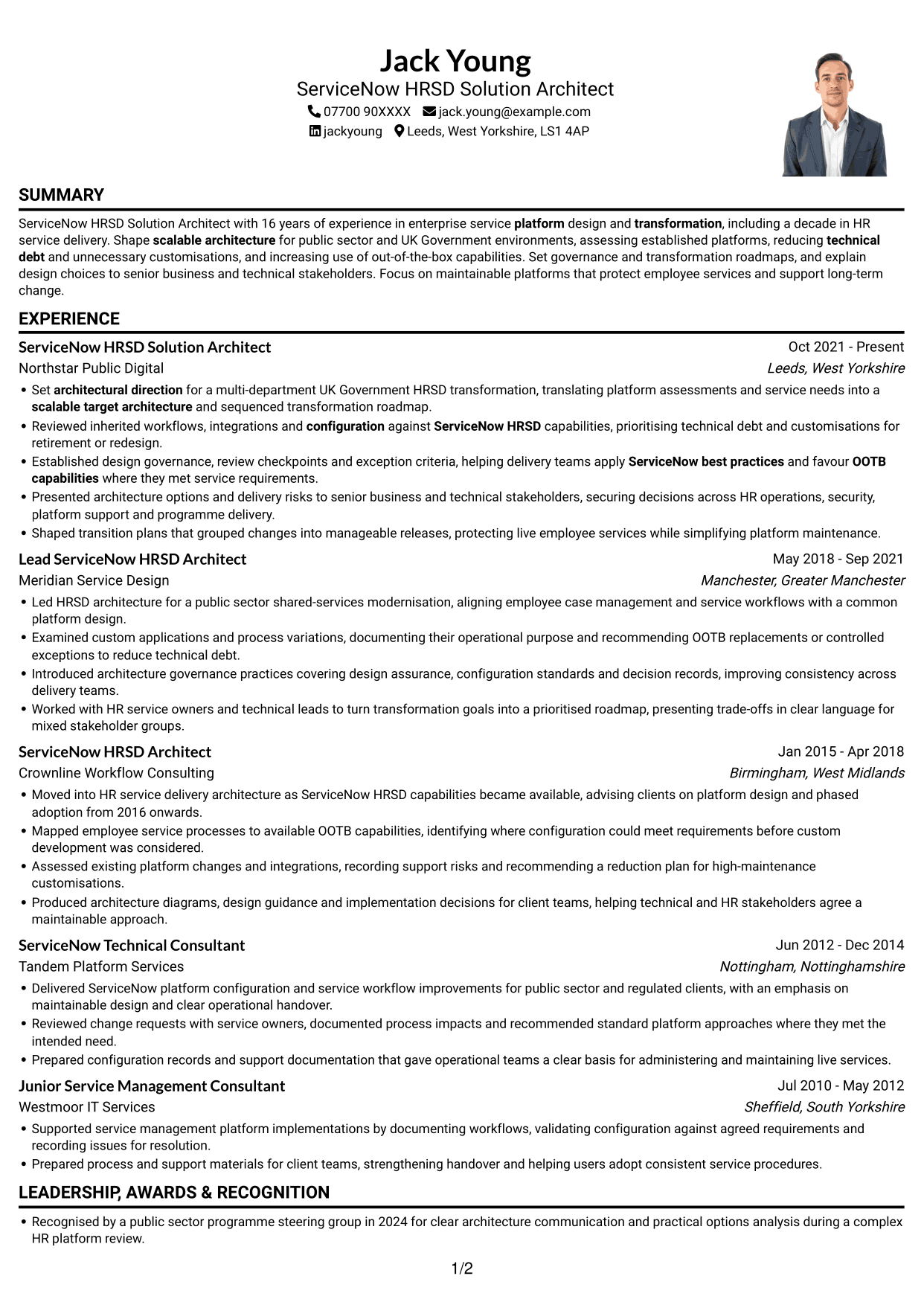 CV example — page 1