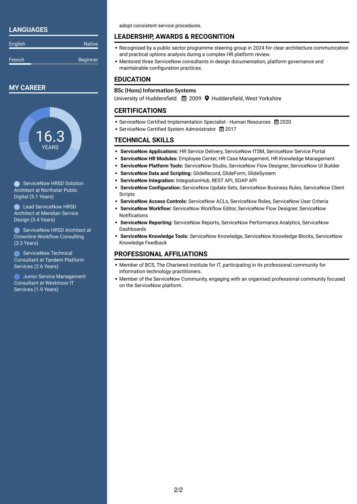 CV example — page 2
