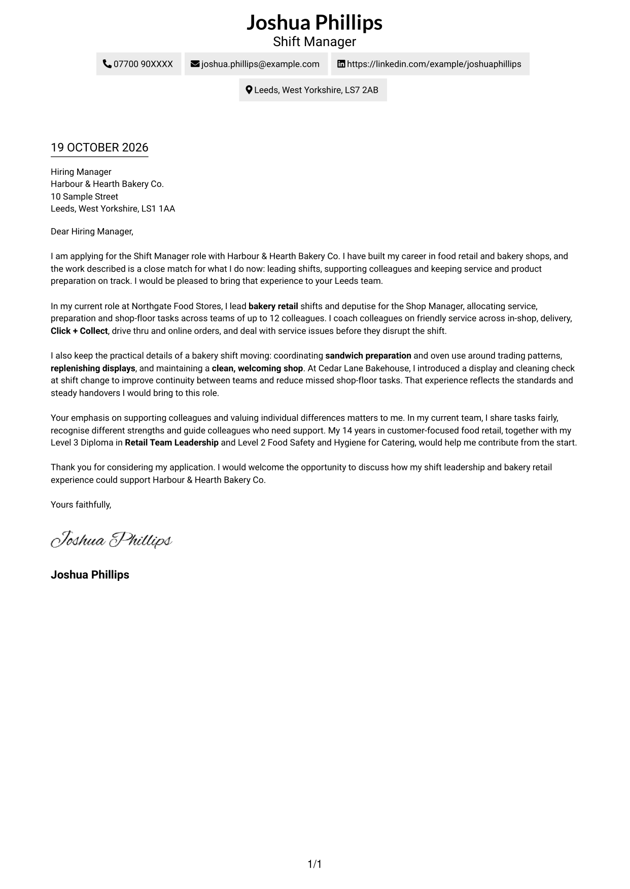 Cover letter example — page 1