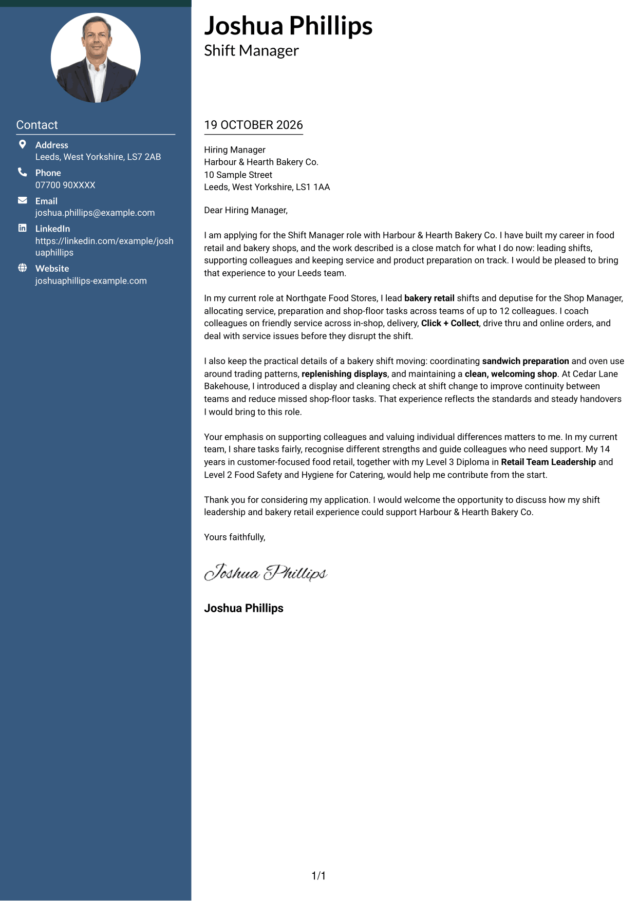 Cover letter example — page 1