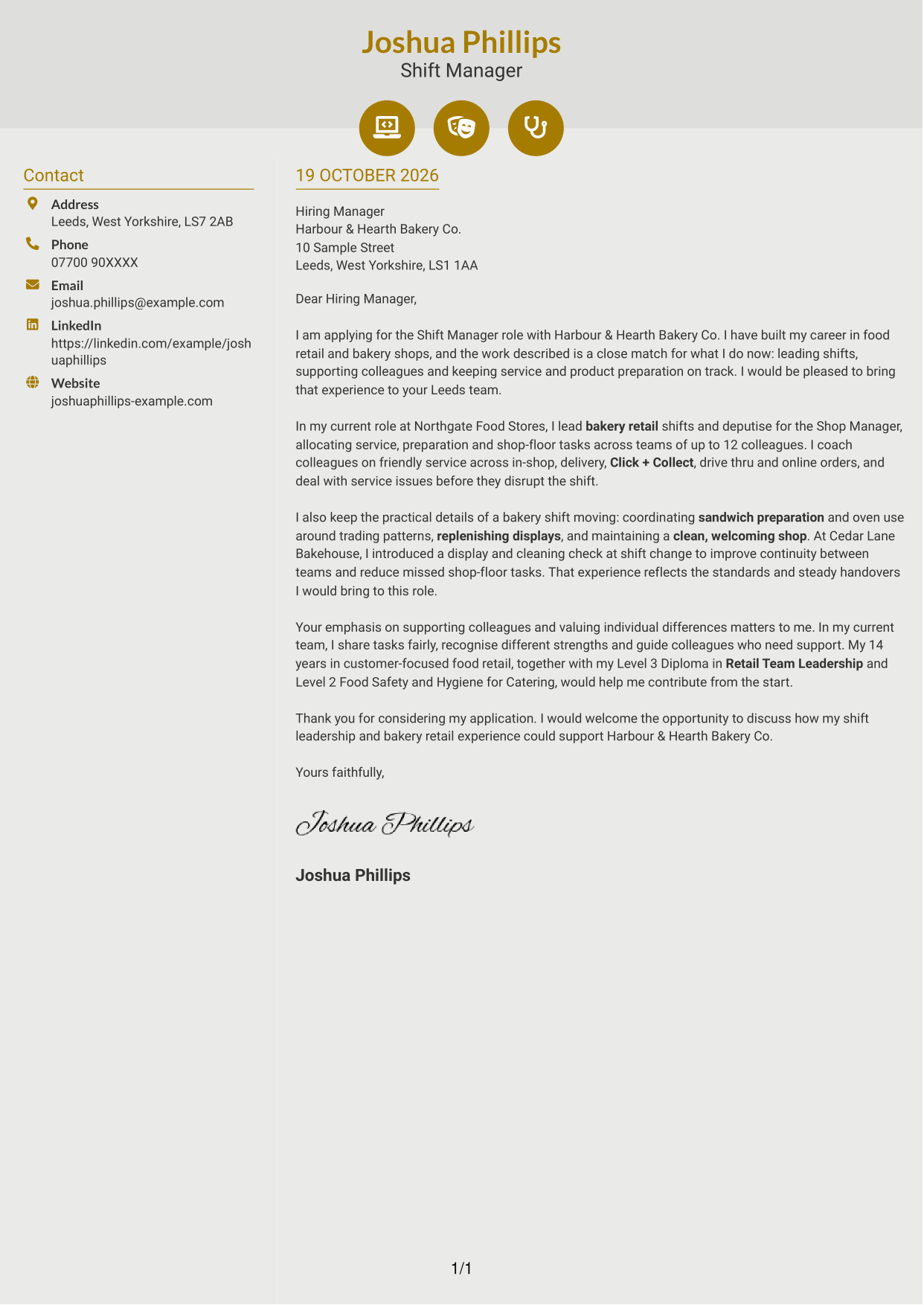 Cover letter example — page 1