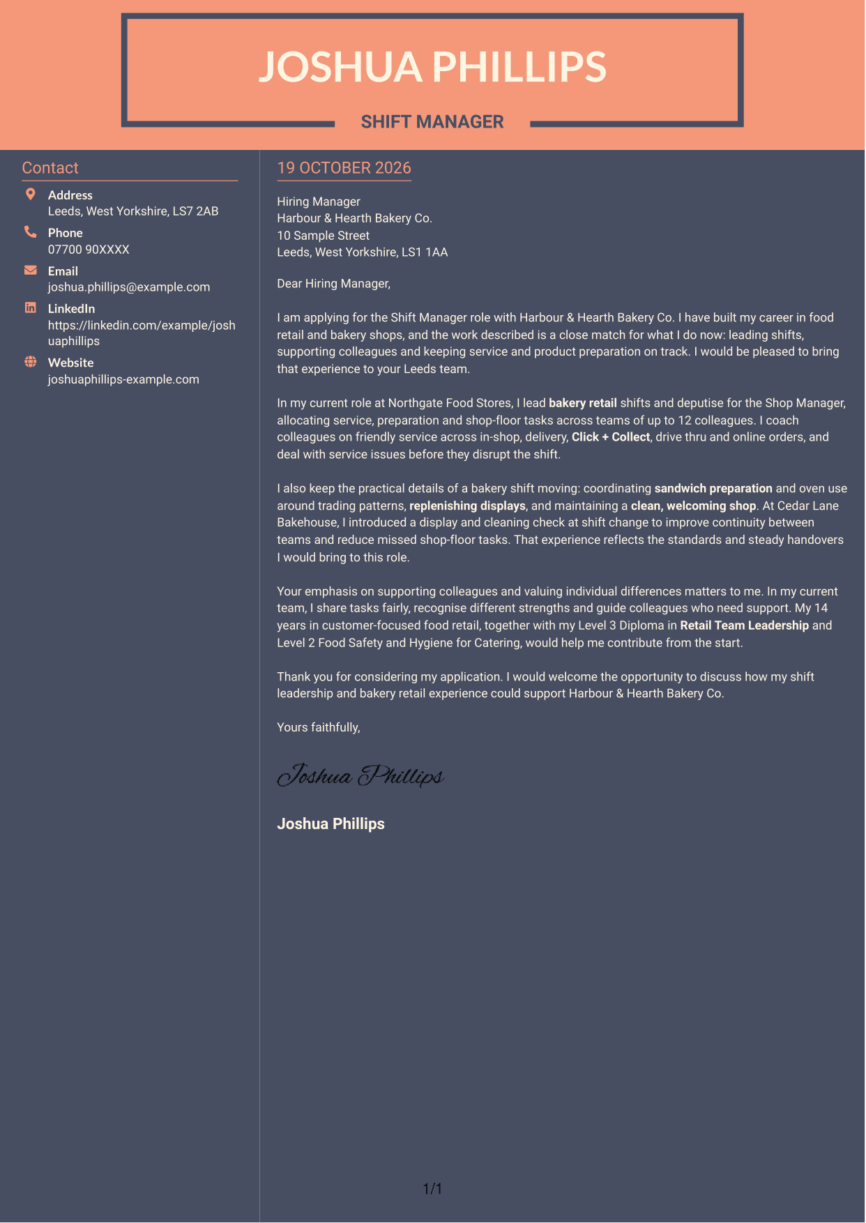 Cover letter example — page 1