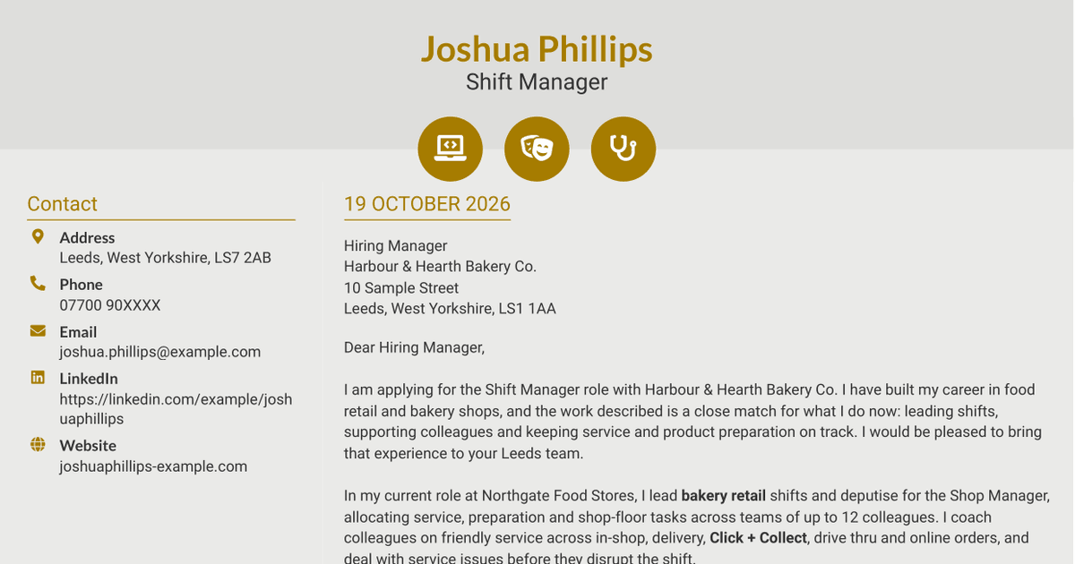 7 Shift Manager - Bakery Retail Operations Cover Letter Templates with Example