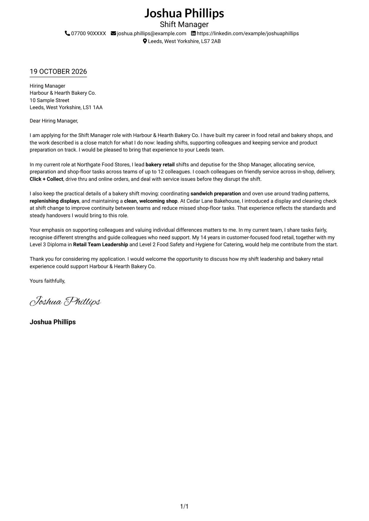 Cover letter example — page 1