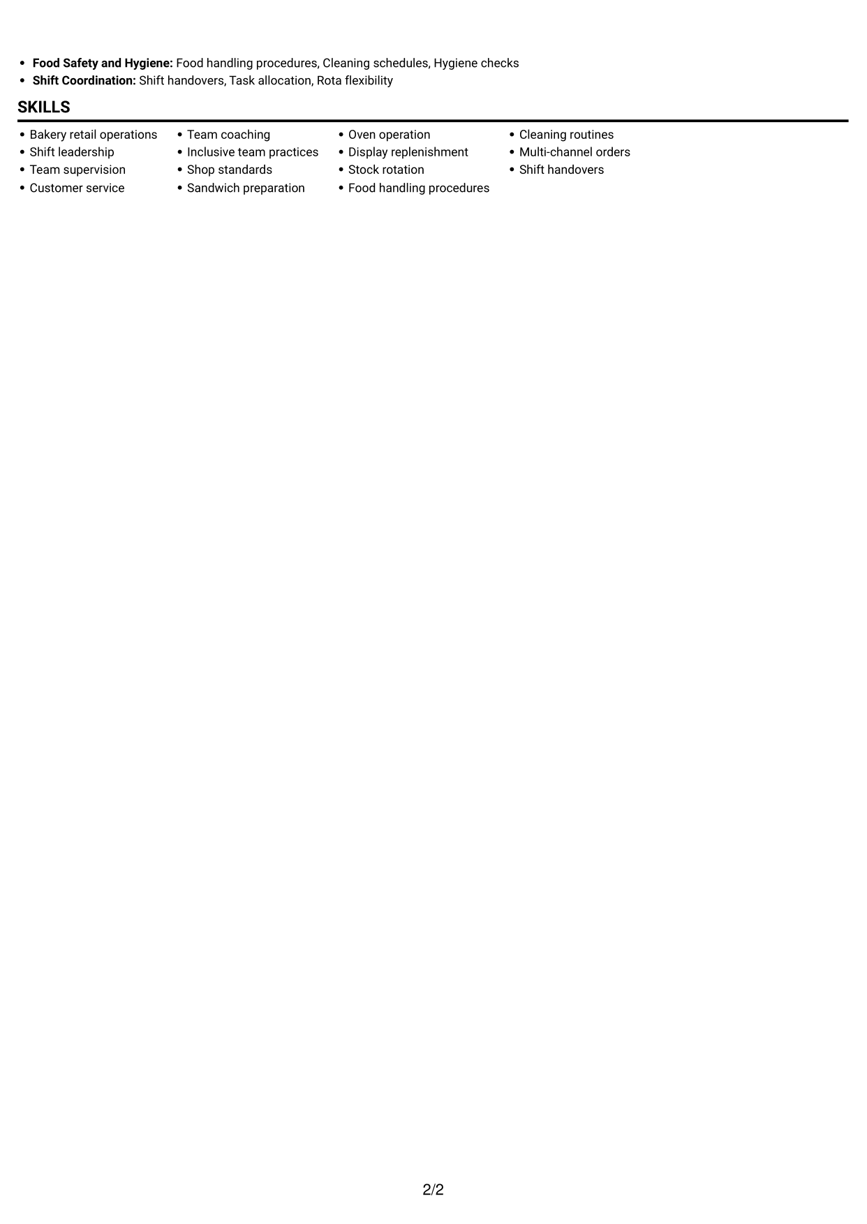 CV example — page 2